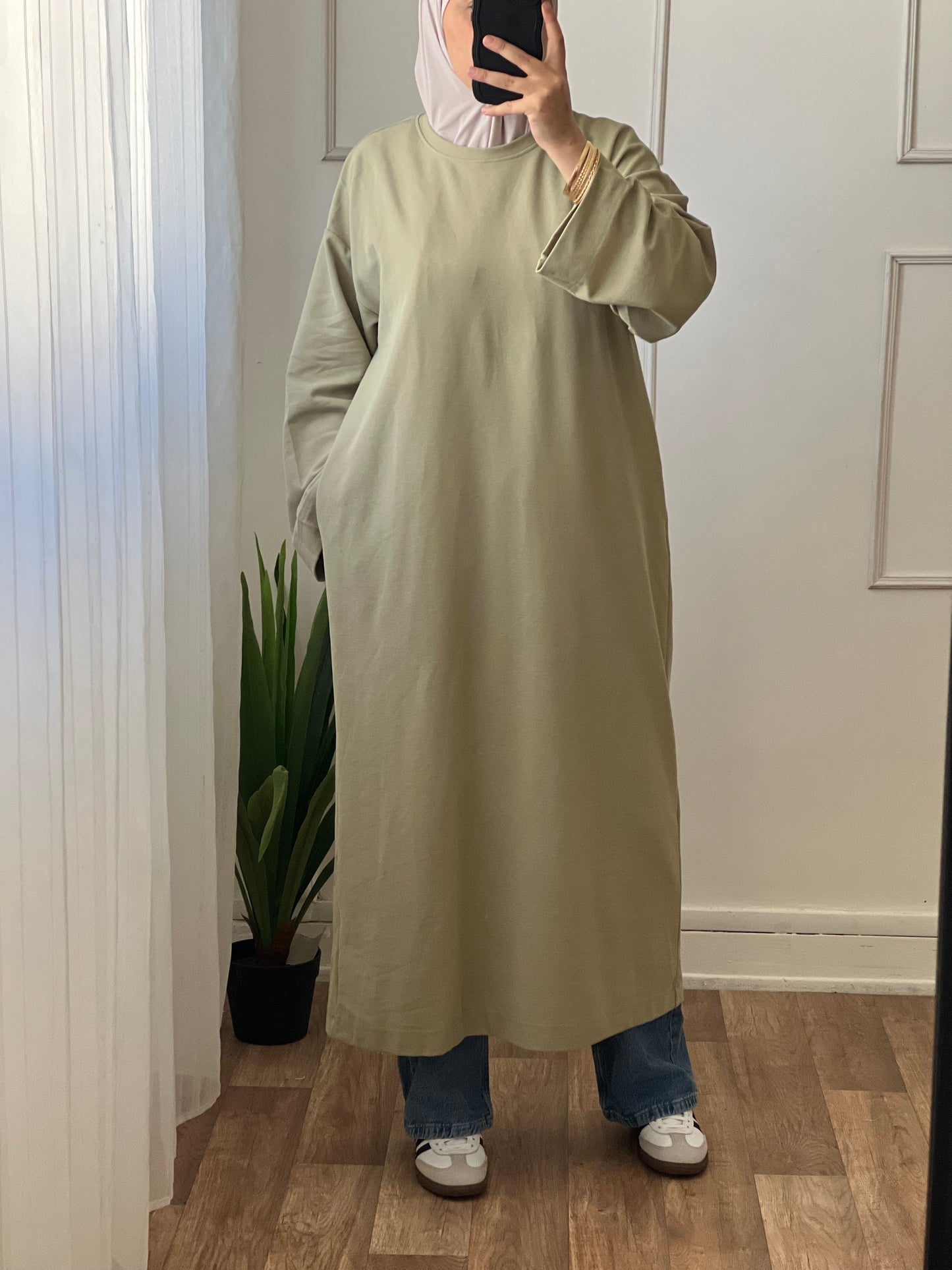 Pull long vert kaki
