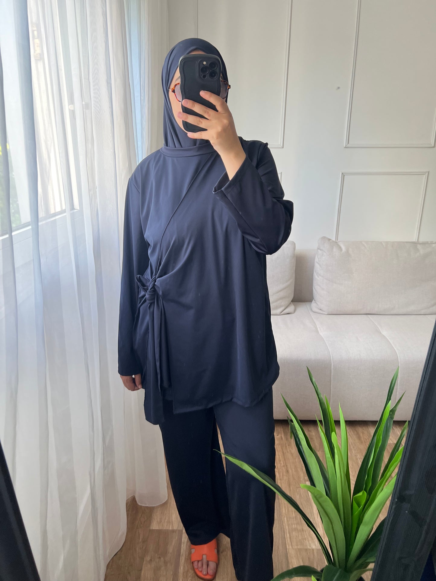 Burkini croisé bleu marine