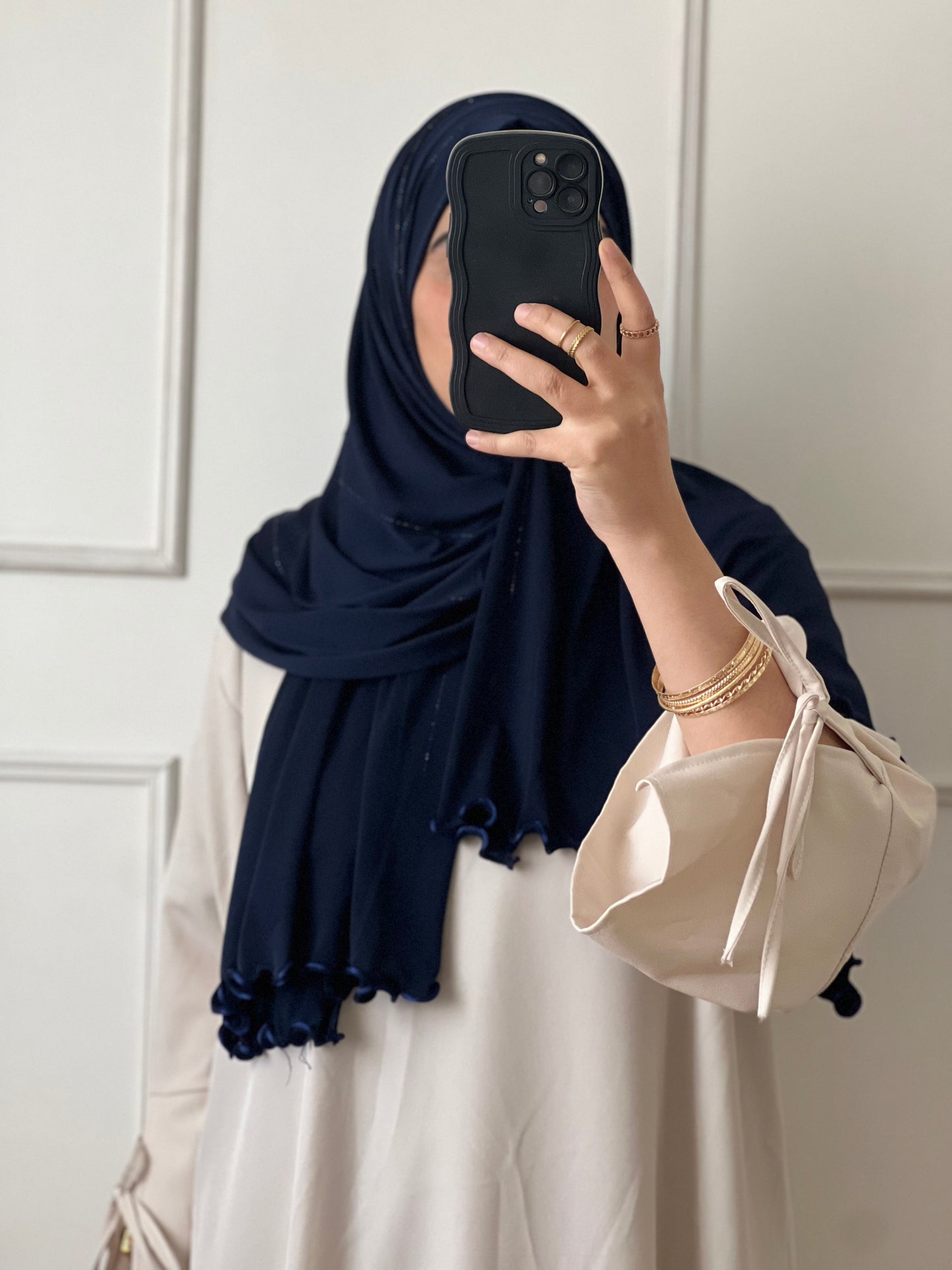 Hijabs à strass bleu nuit