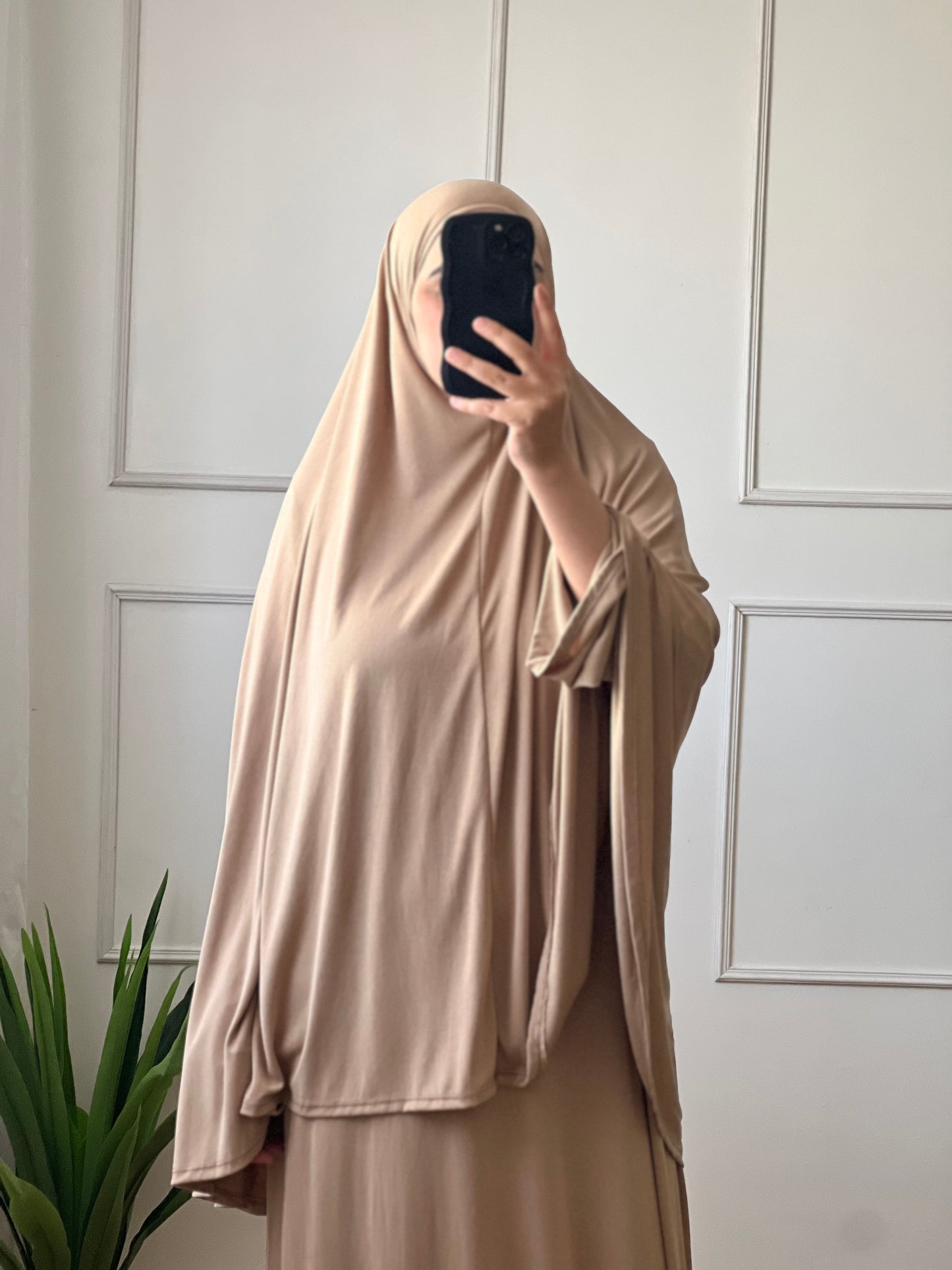 Set Abaya & Khimar beige foncé