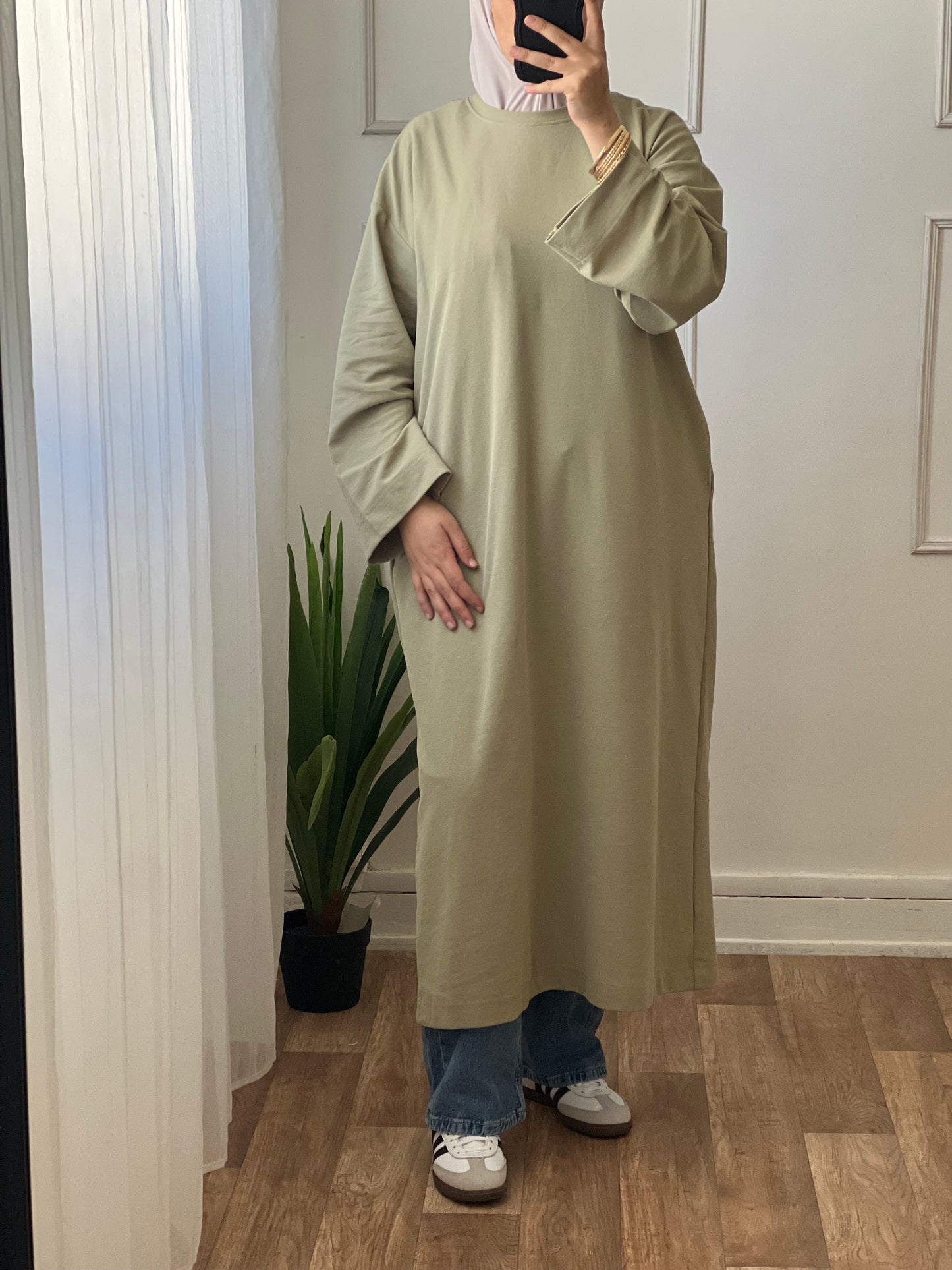 Pull long vert kaki
