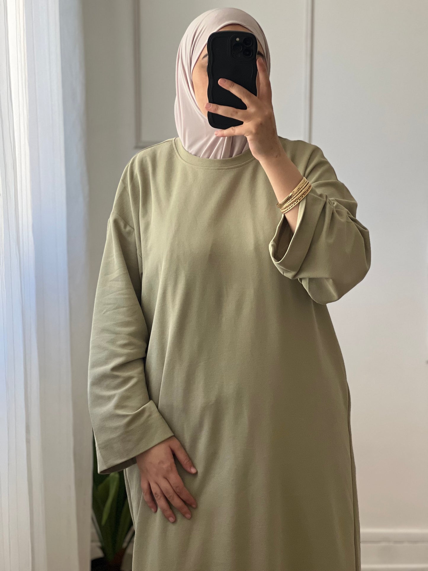 Pull long vert kaki