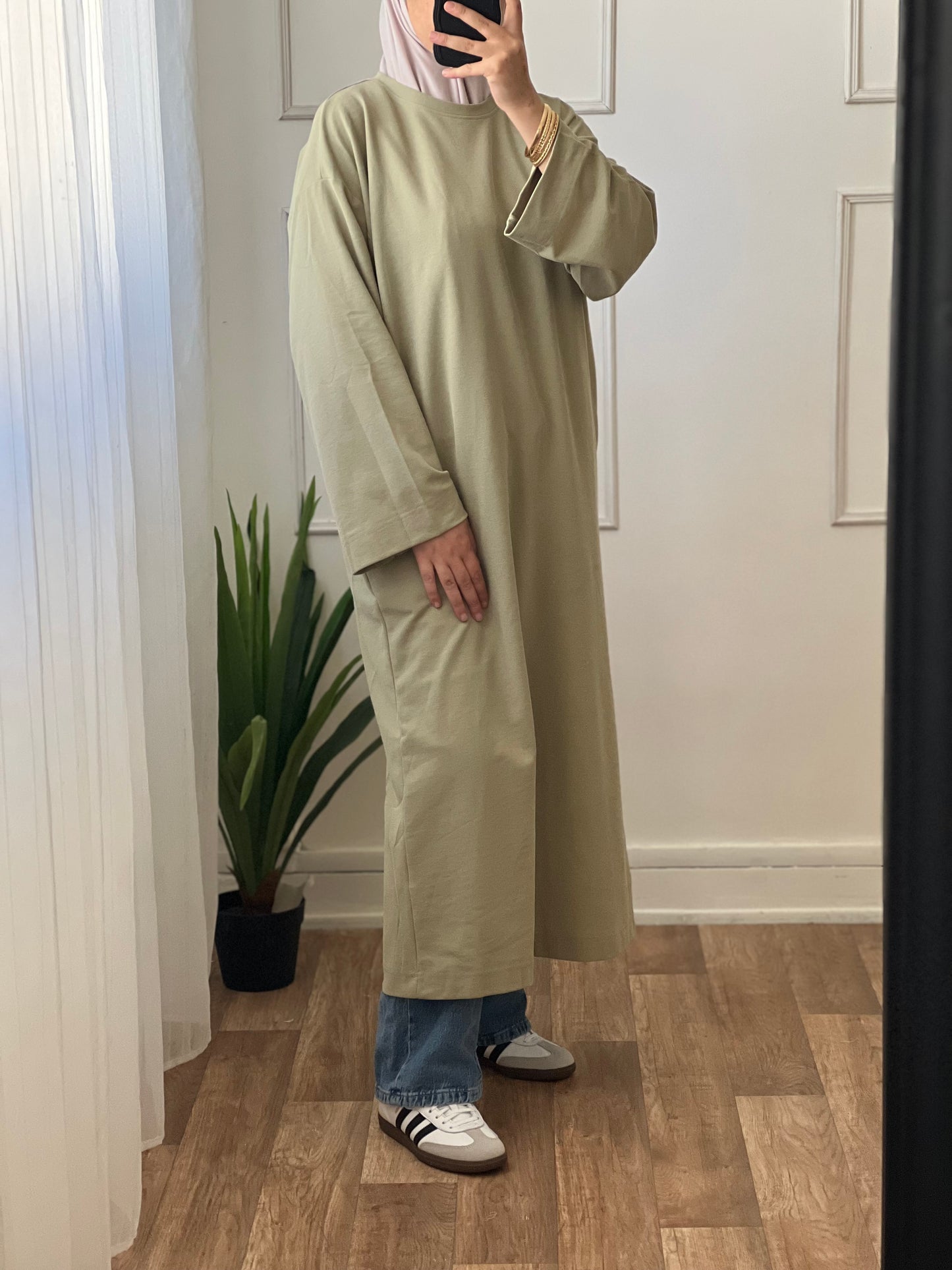 Pull long vert kaki
