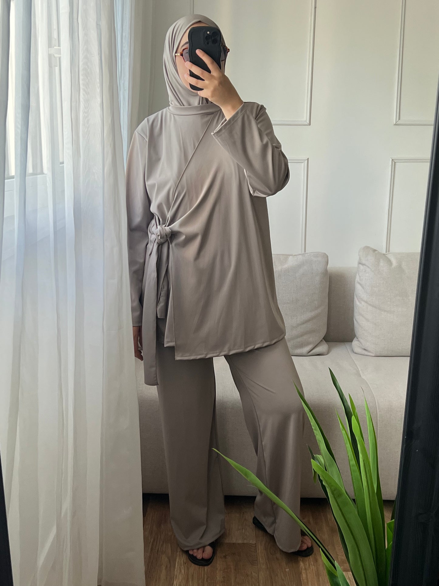 Burkini croisé taupe