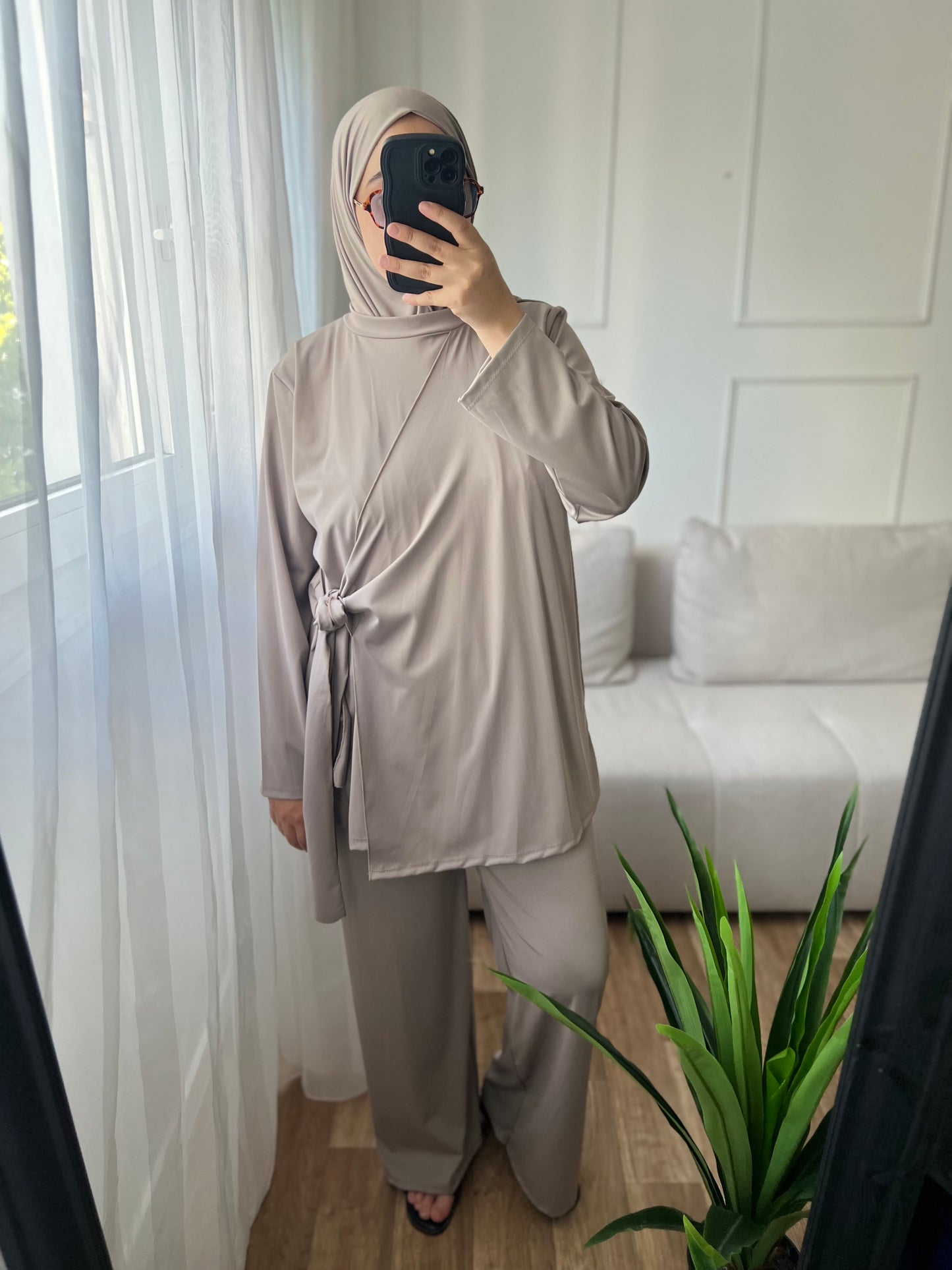 Burkini croisé taupe