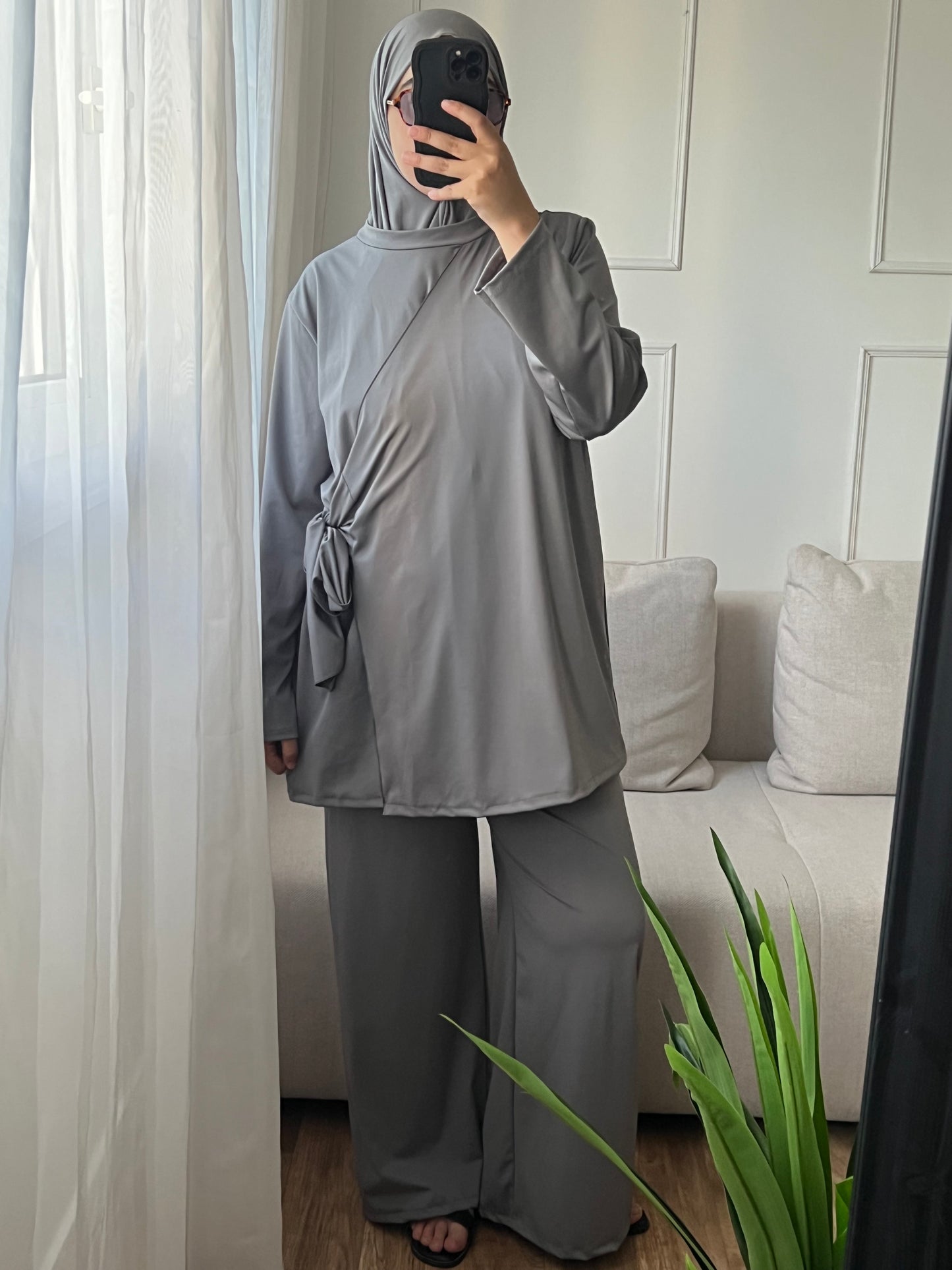 Burkini croisé gris