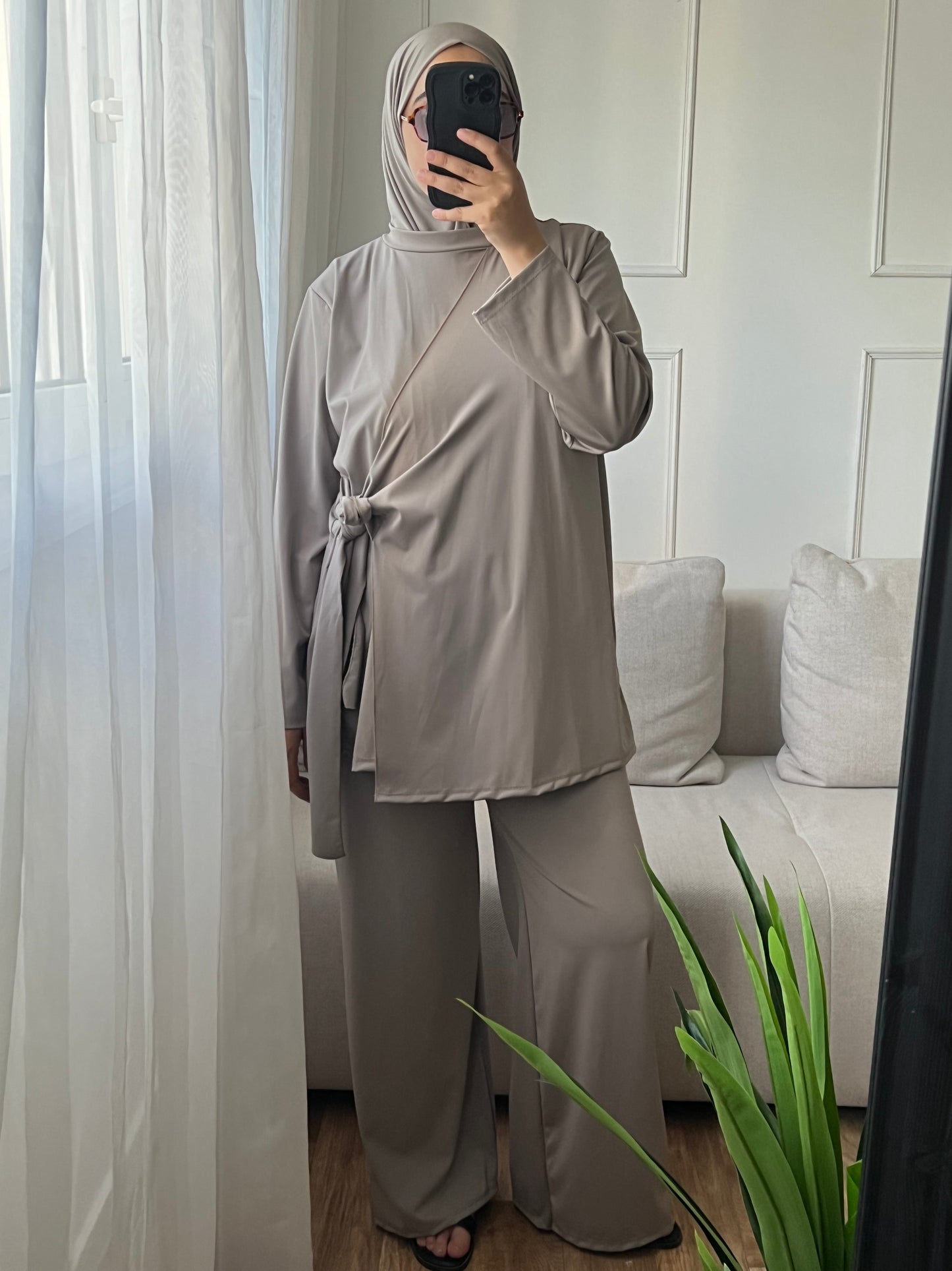 Burkini croisé taupe