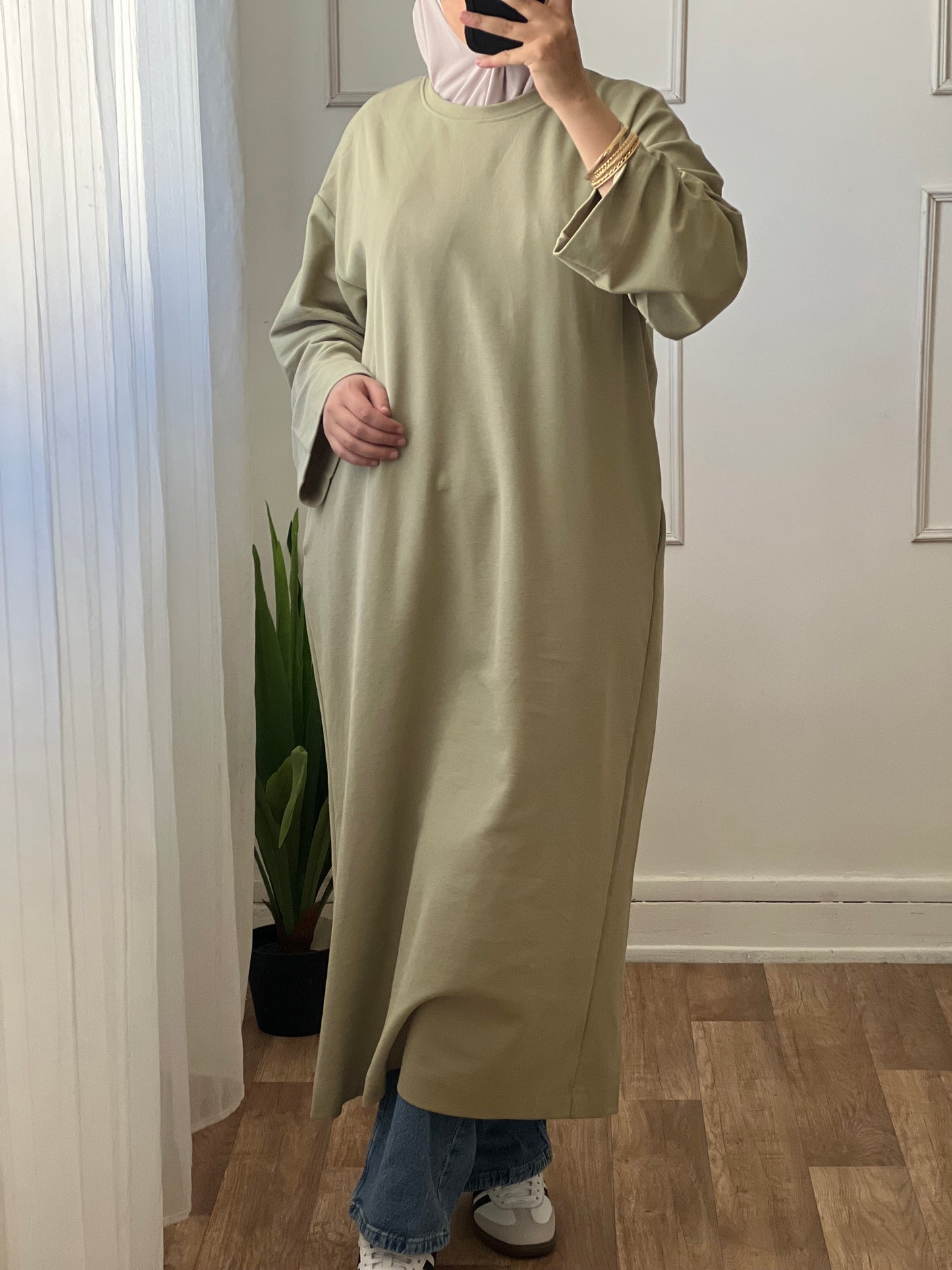 Pull long vert kaki