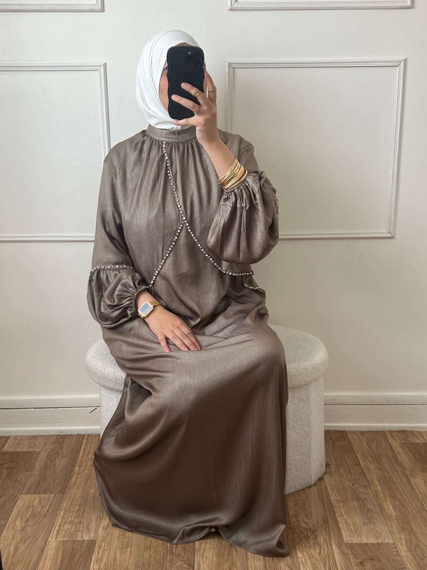Abaya Hatice vert kaki