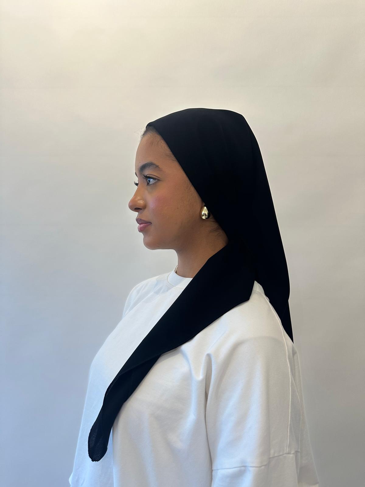 Hijab carré de soie noir