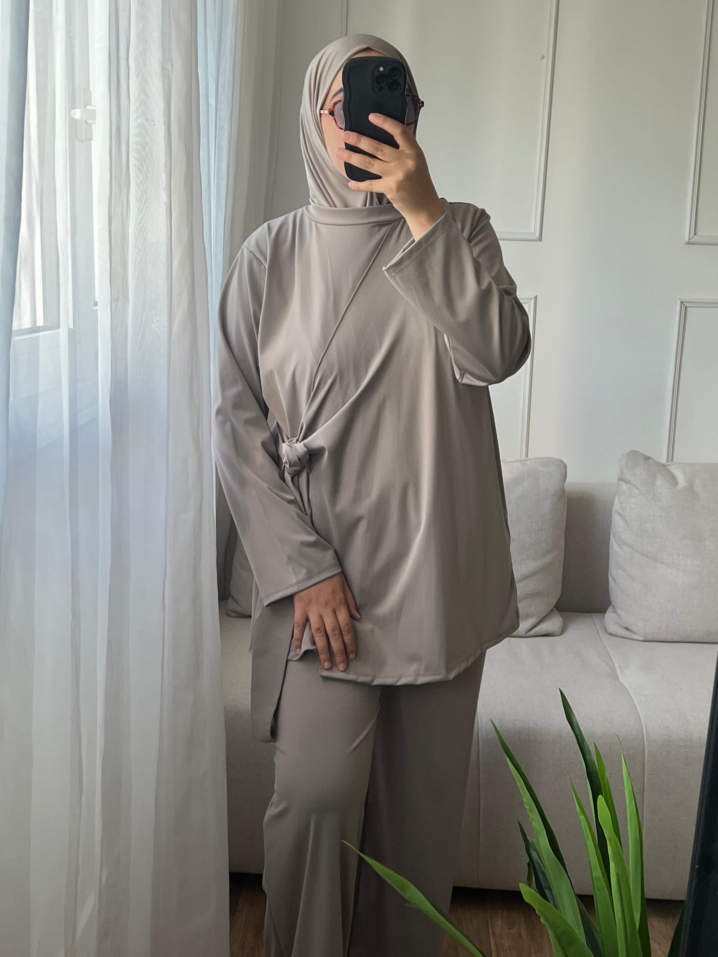 Burkini croisé taupe