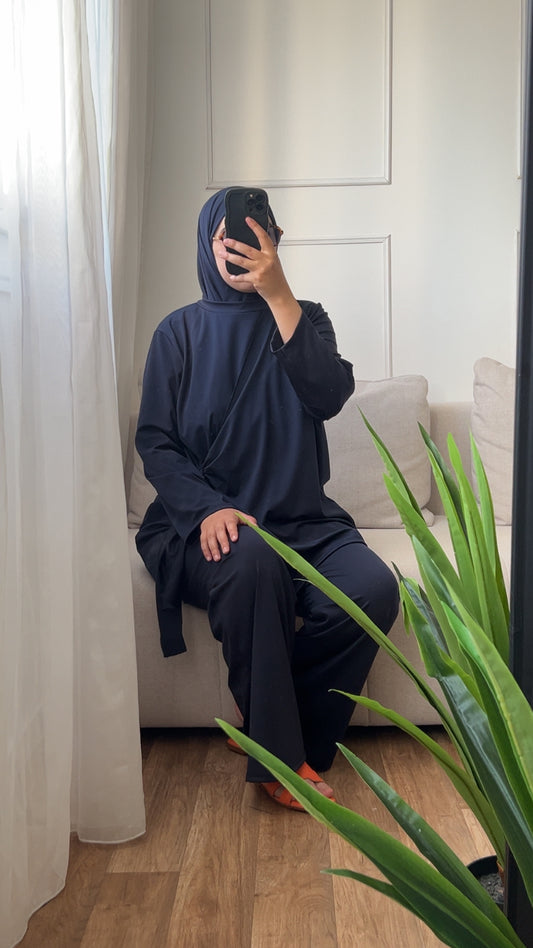 Burkini croisé bleu marine