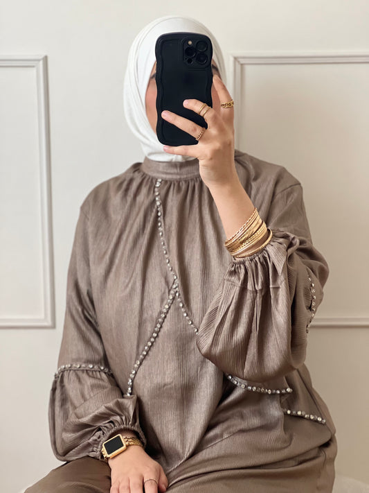 Abaya Hatice vert kaki
