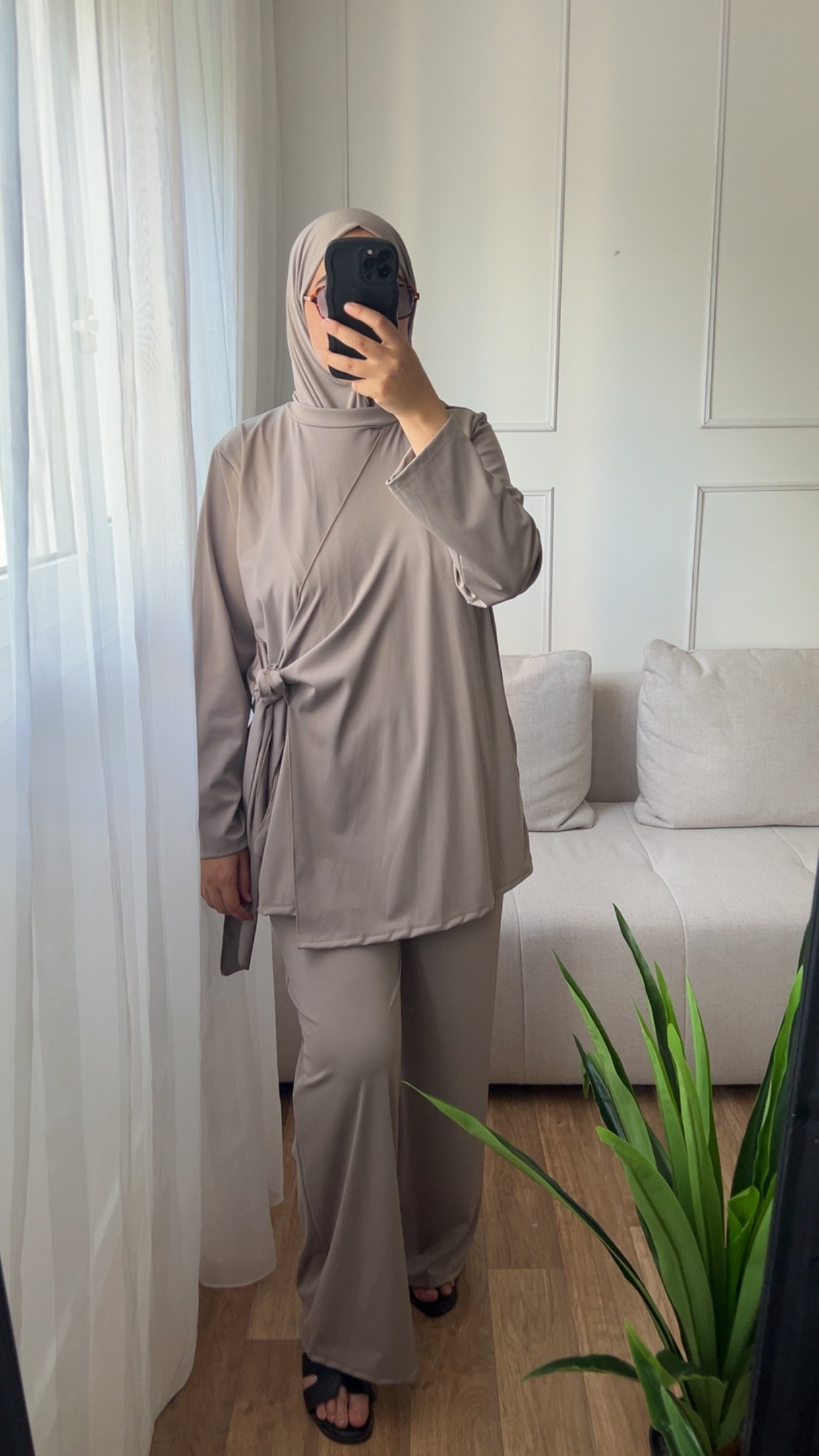 Burkini croisé taupe