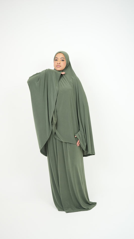 Set prière jupe et khimar vert