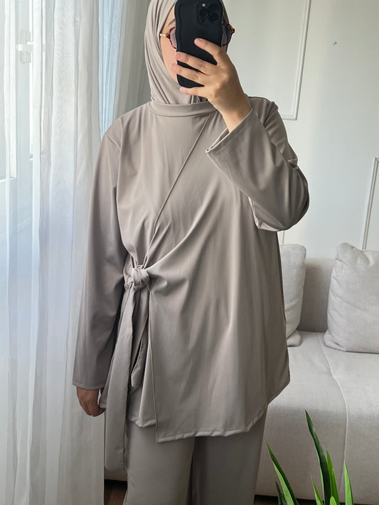Burkini croisé taupe