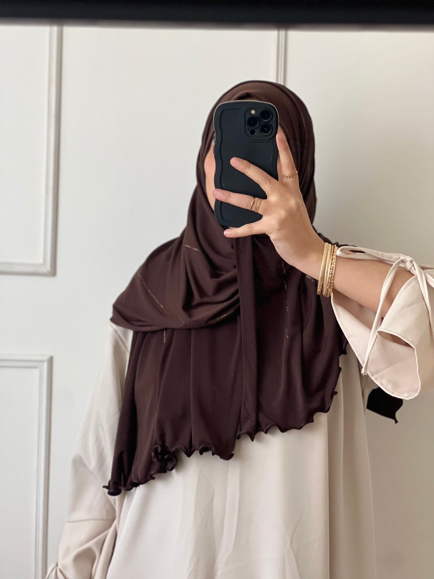 Hijab à strass marron