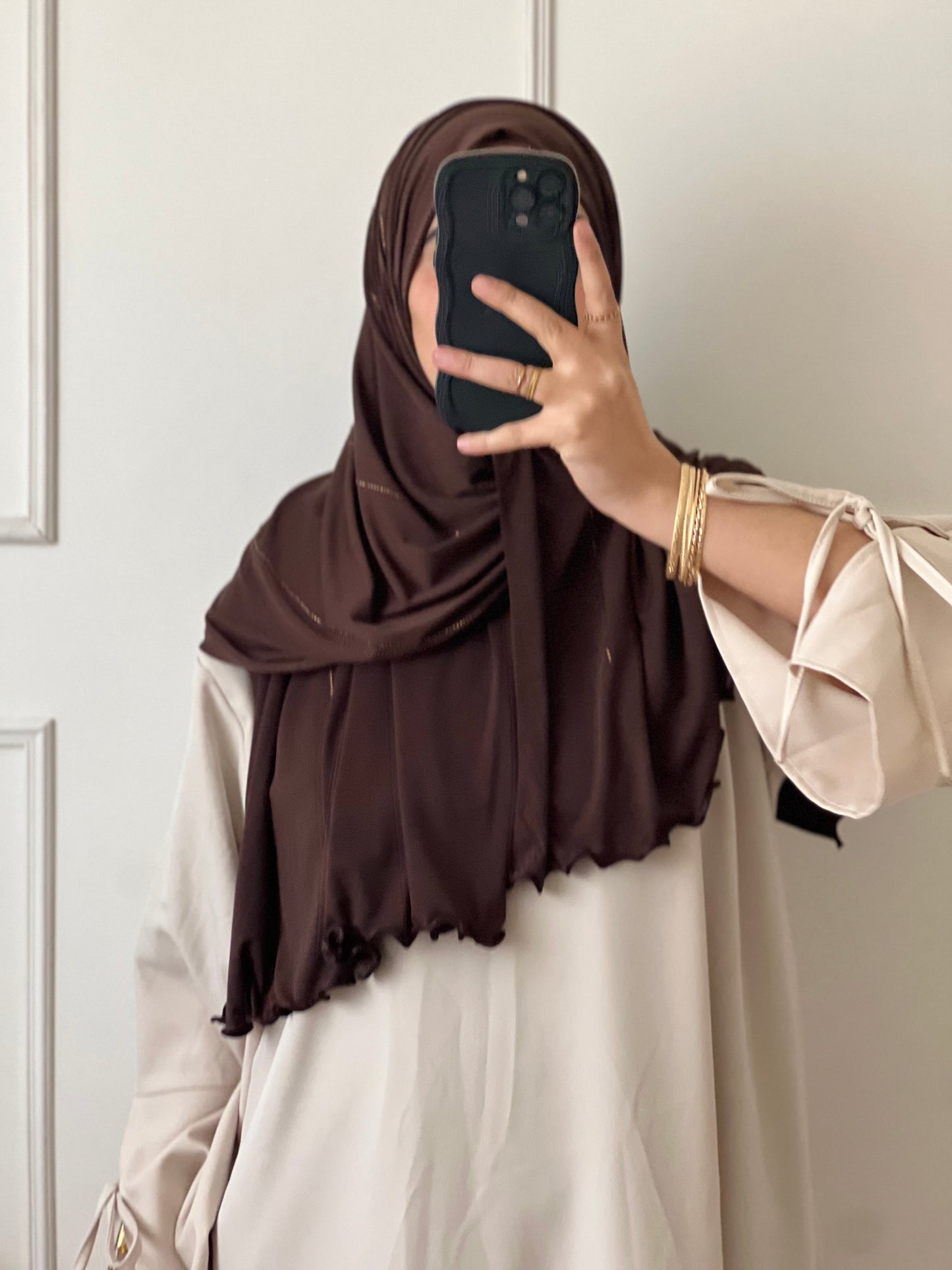 Hijab à strass marron