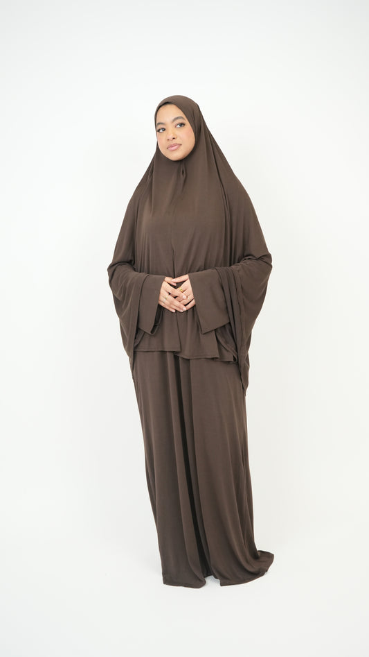 Set abaya & khimar marron