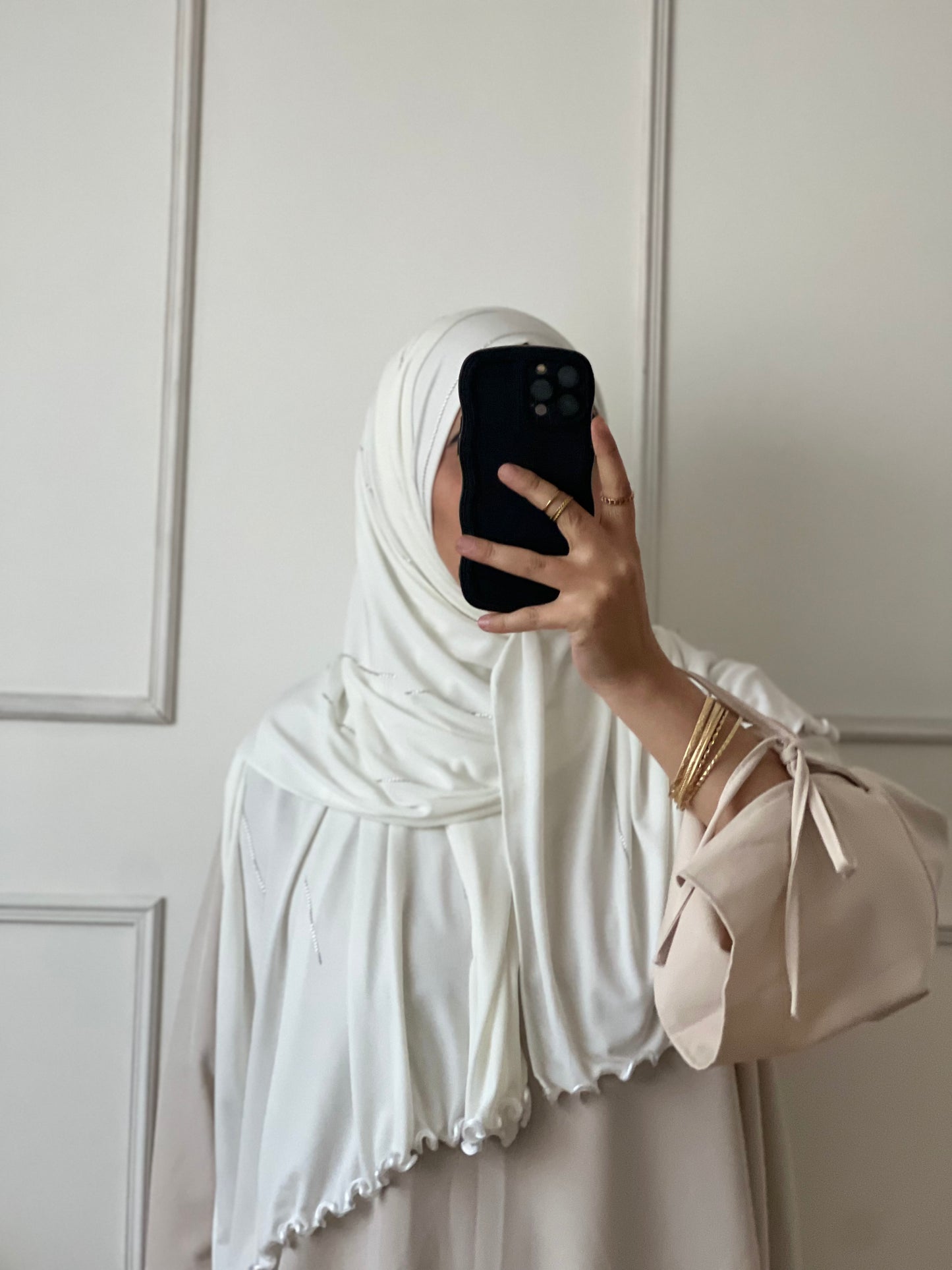 Hijab à strass blanc