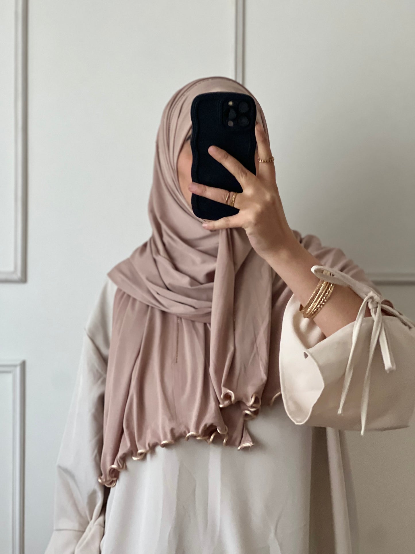 Hijab à strass beige