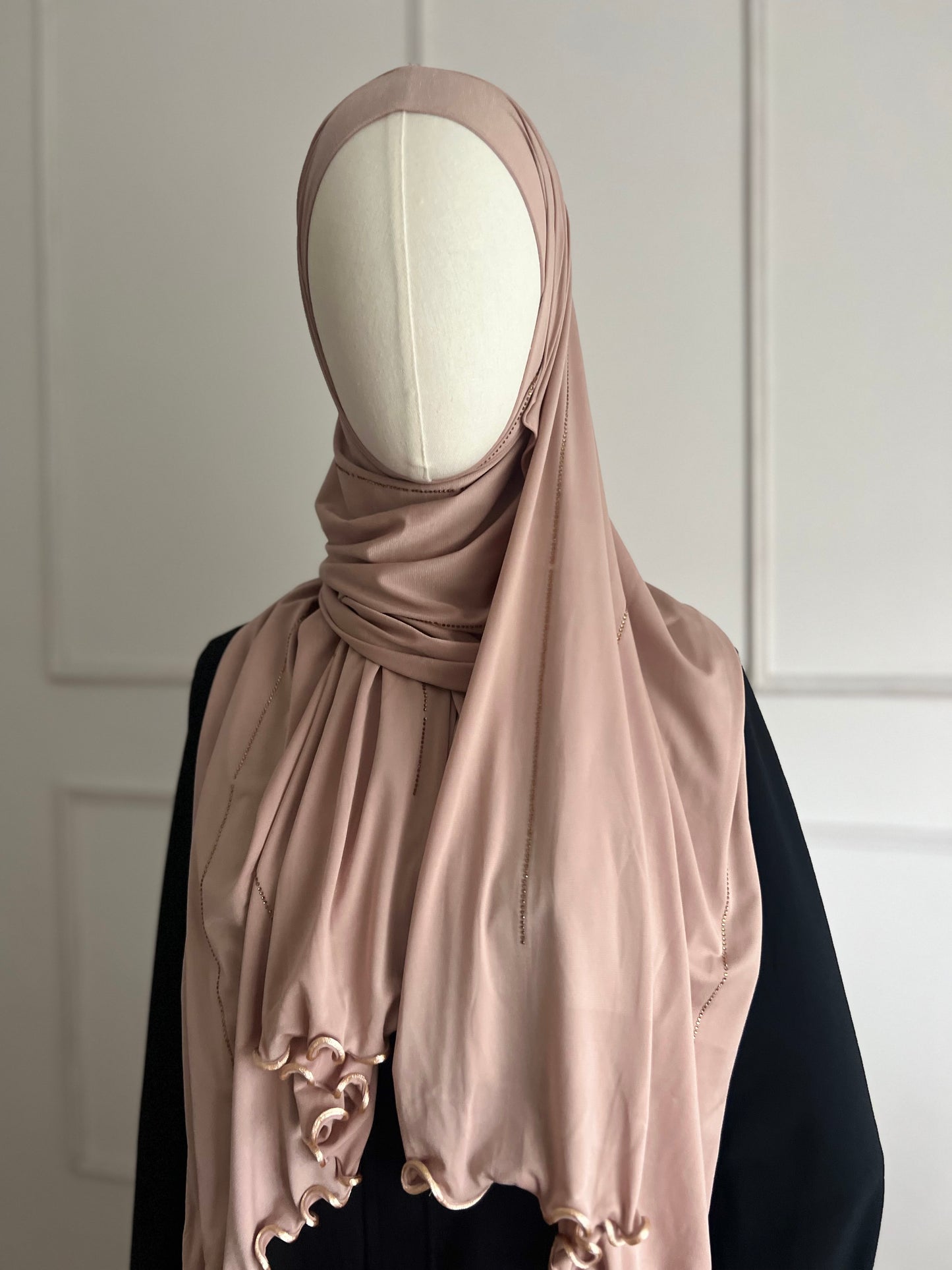 Hijab à strass beige