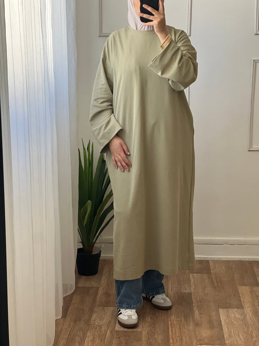 Pull long vert kaki