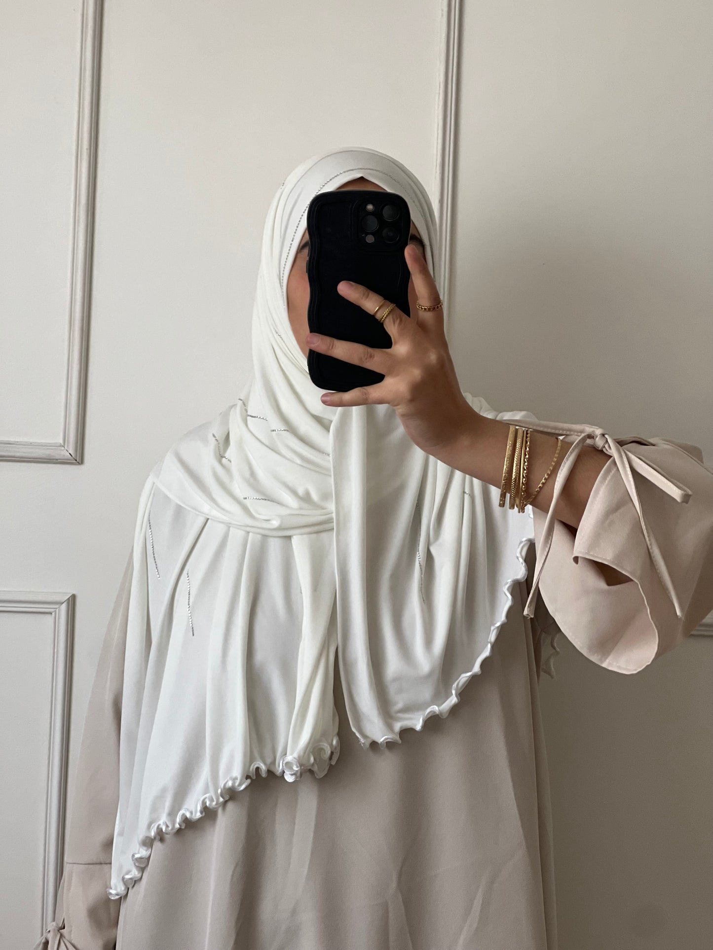 Hijab à strass blanc