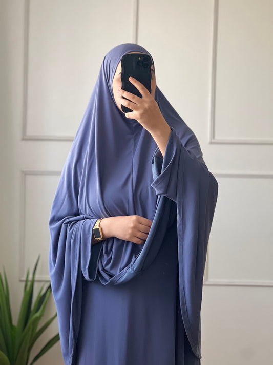 Set Abaya & khimar bleu