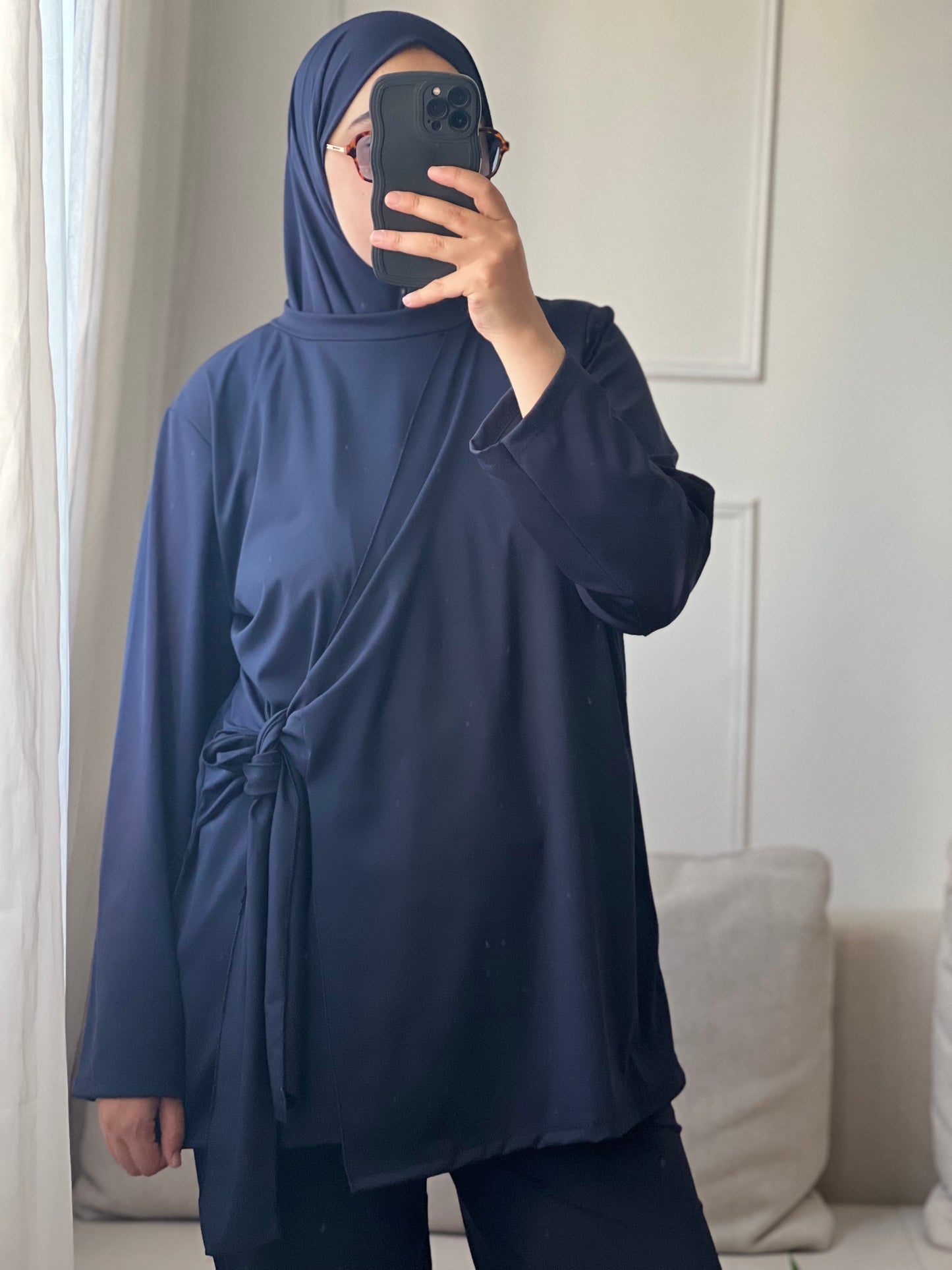 Burkini croisé bleu marine
