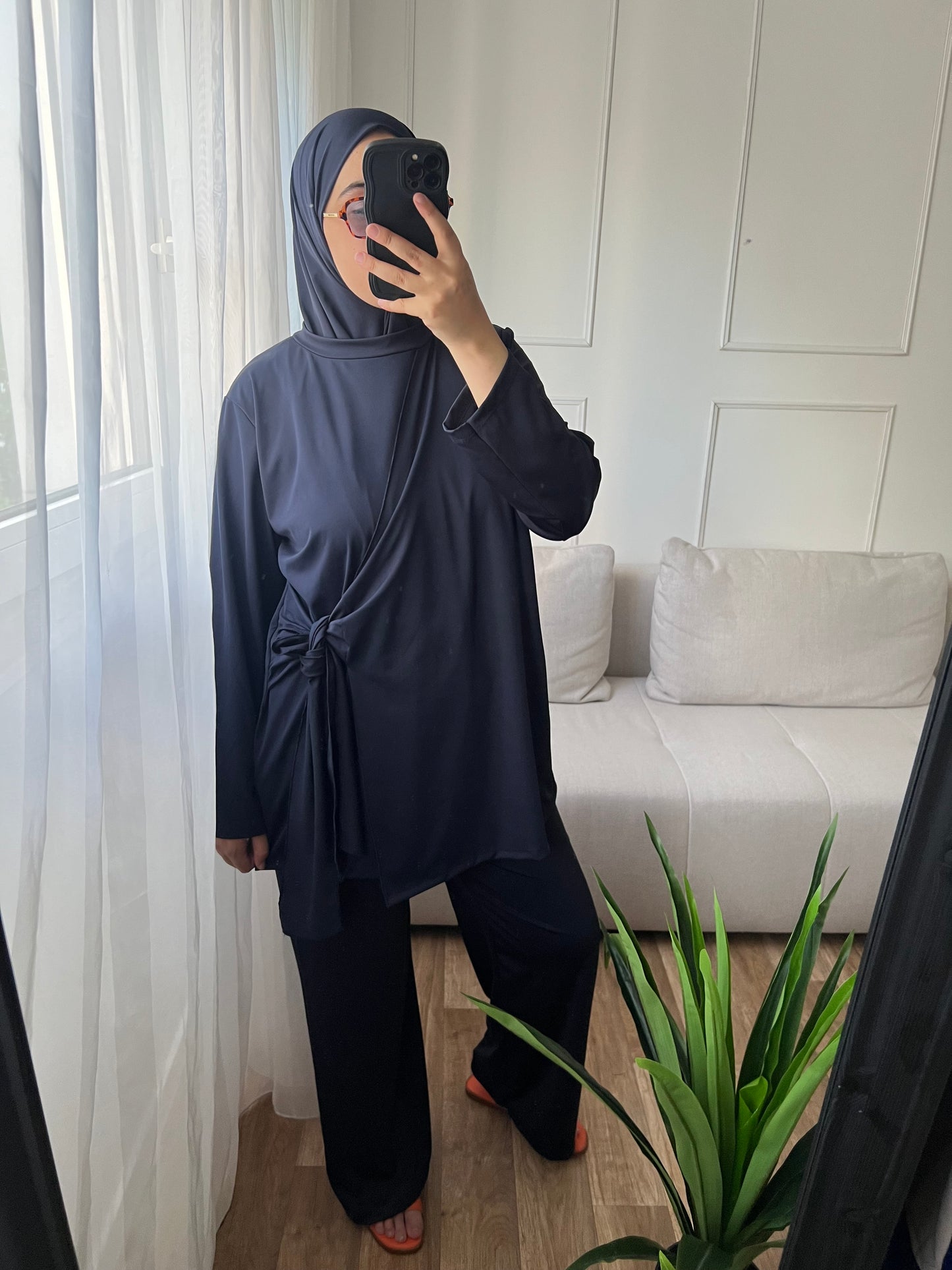 Burkini croisé bleu marine