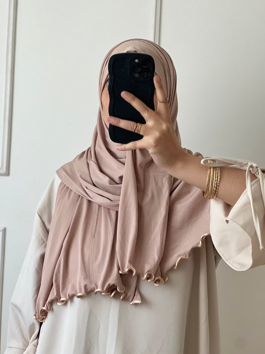 Hijab à strass beige