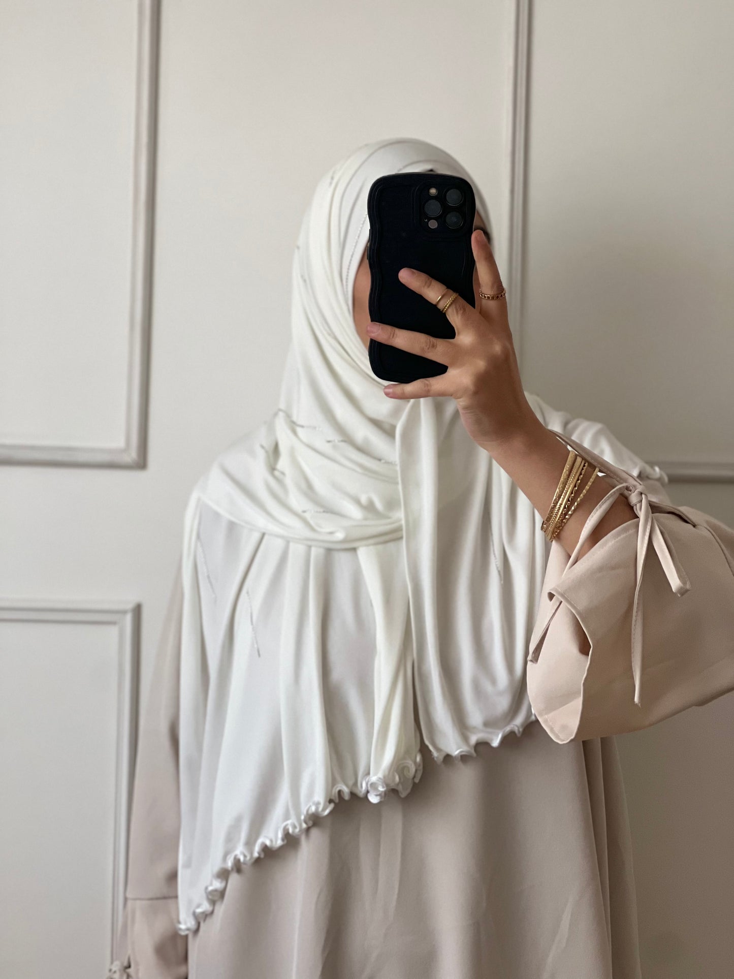 Hijab à strass blanc