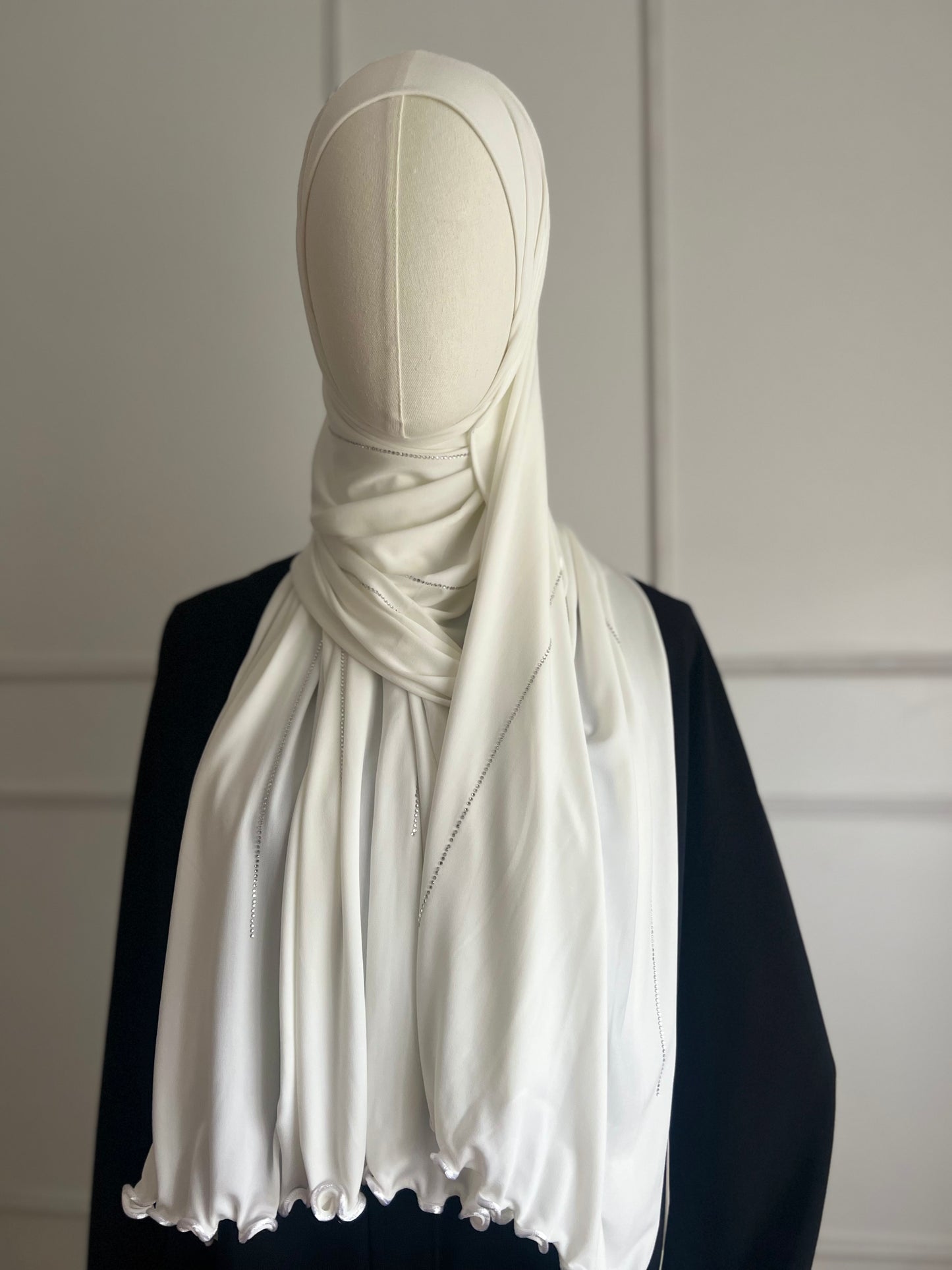 Hijab à strass blanc