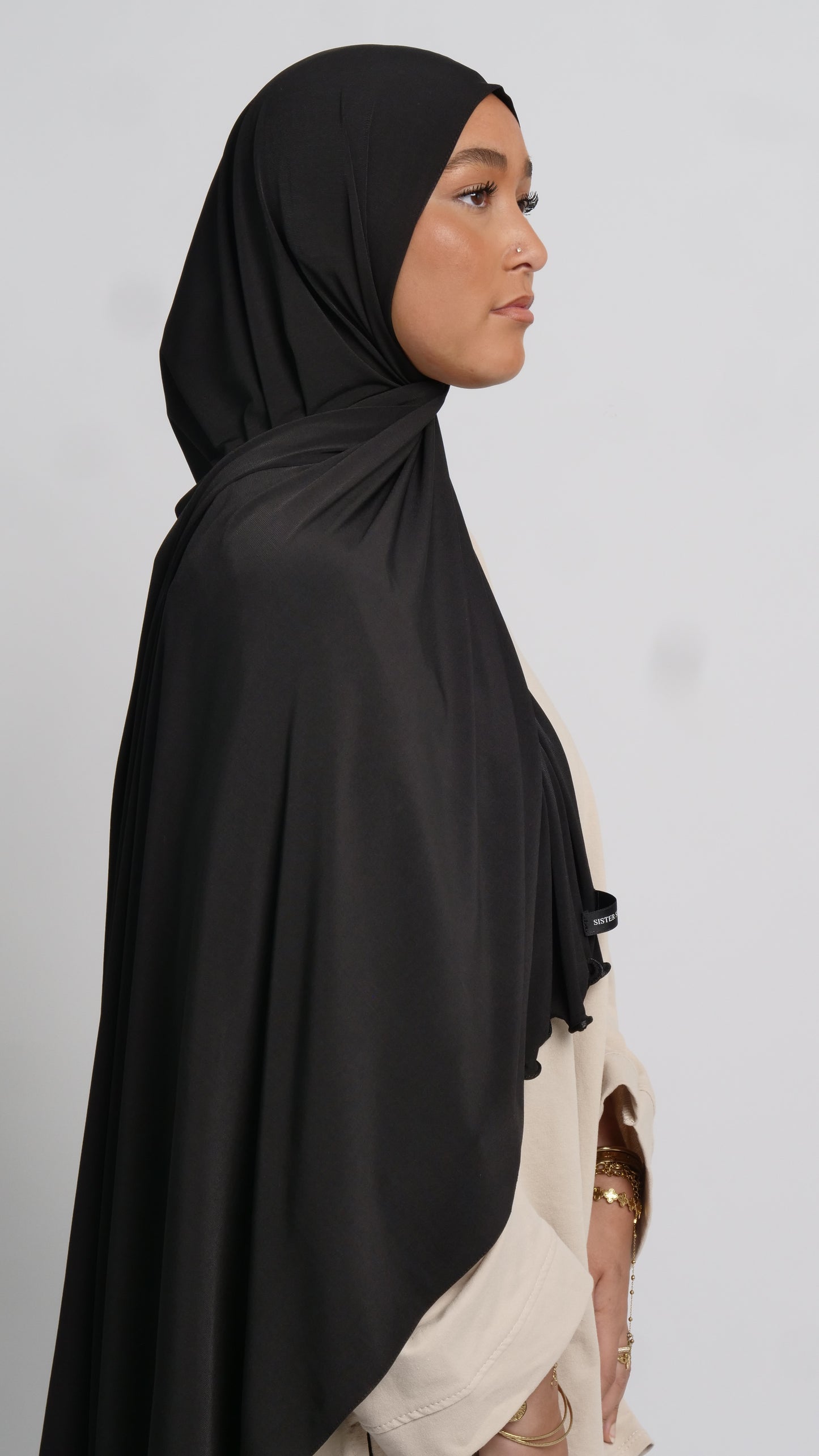 Hijab jersey noir liséré