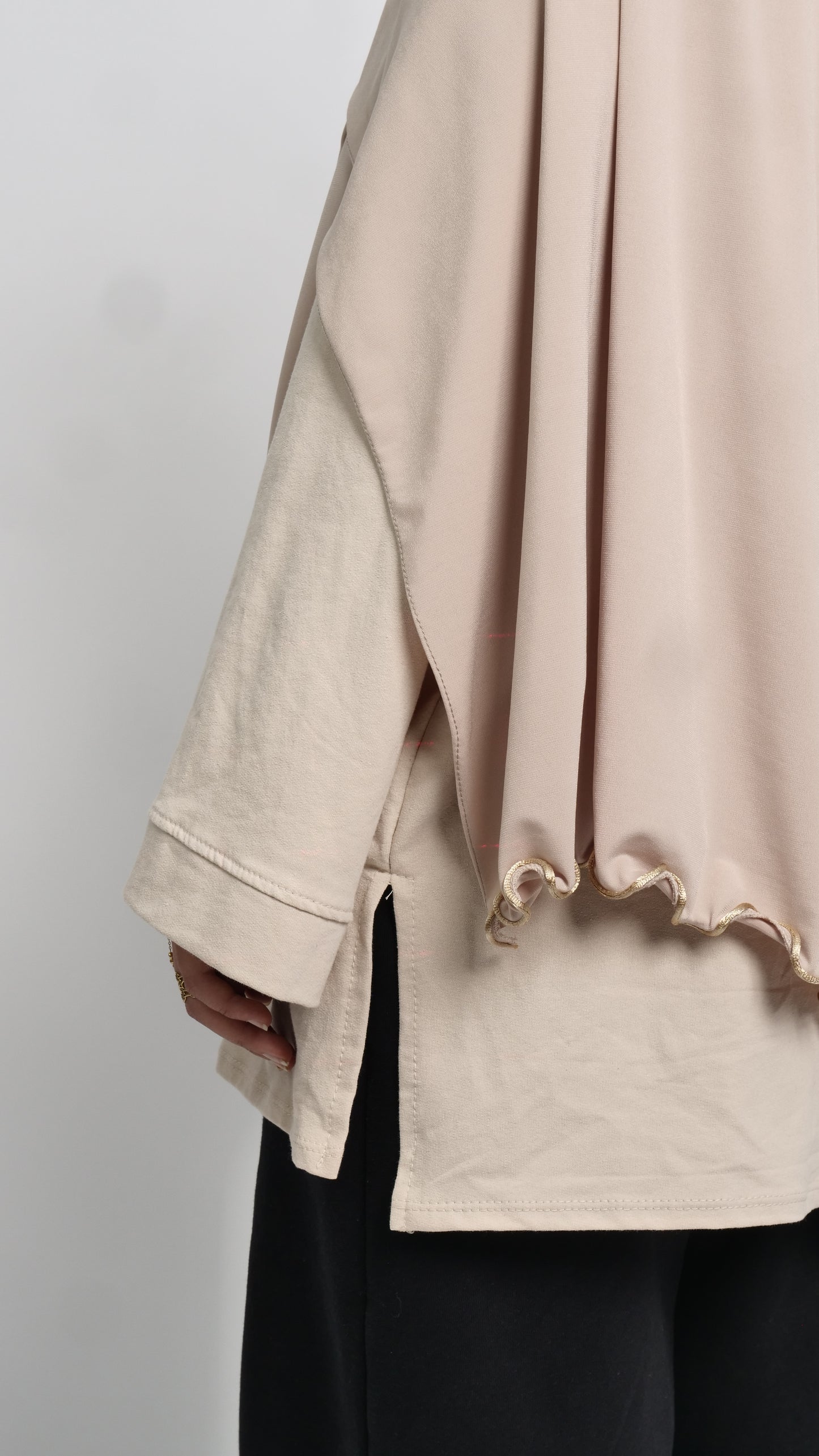 Hijab jersey beige dikes liséré