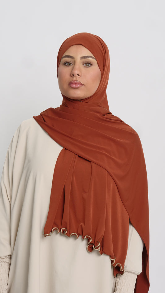 Hijab jersey rouille liséré