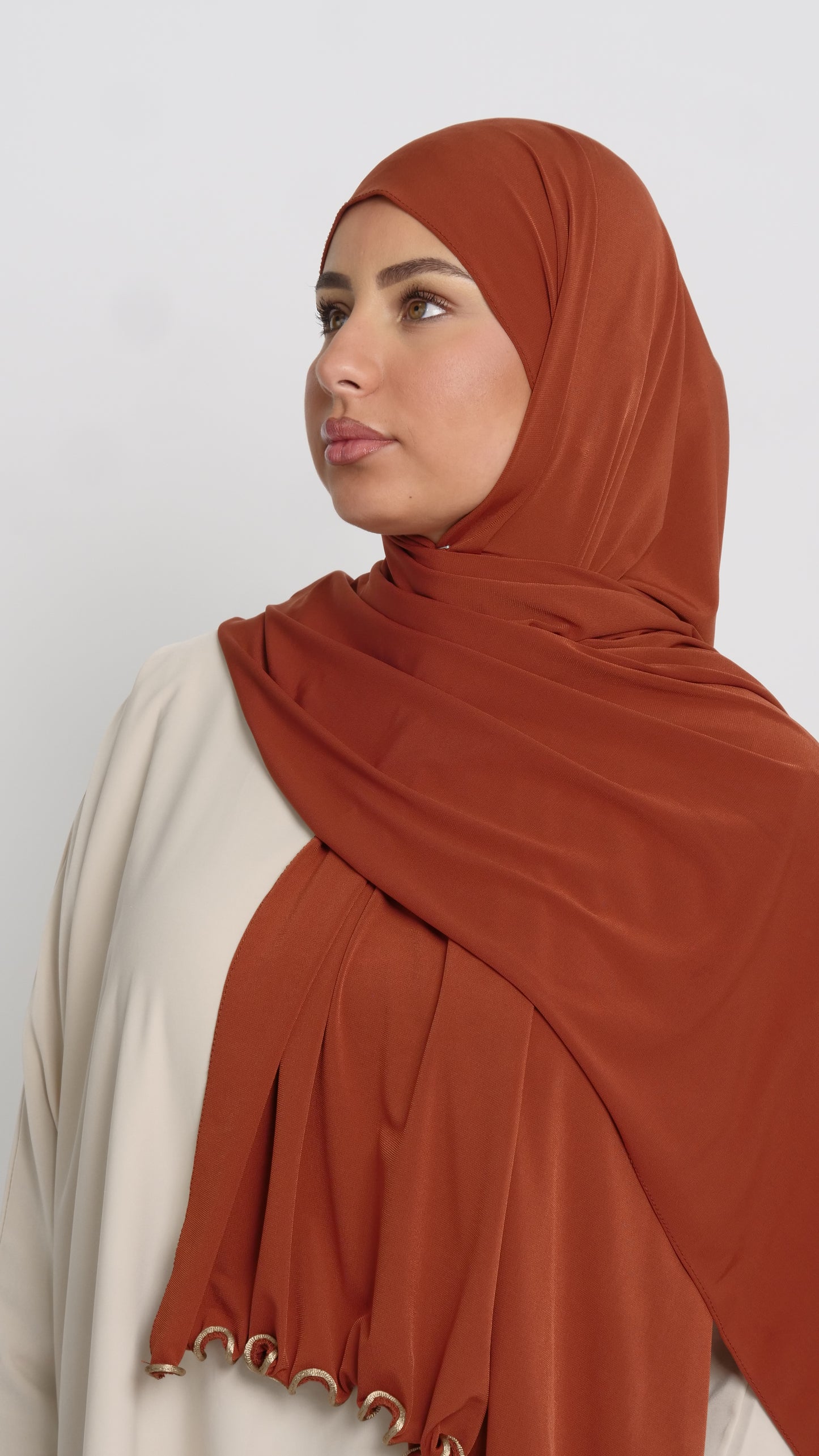 Hijab jersey rouille liséré