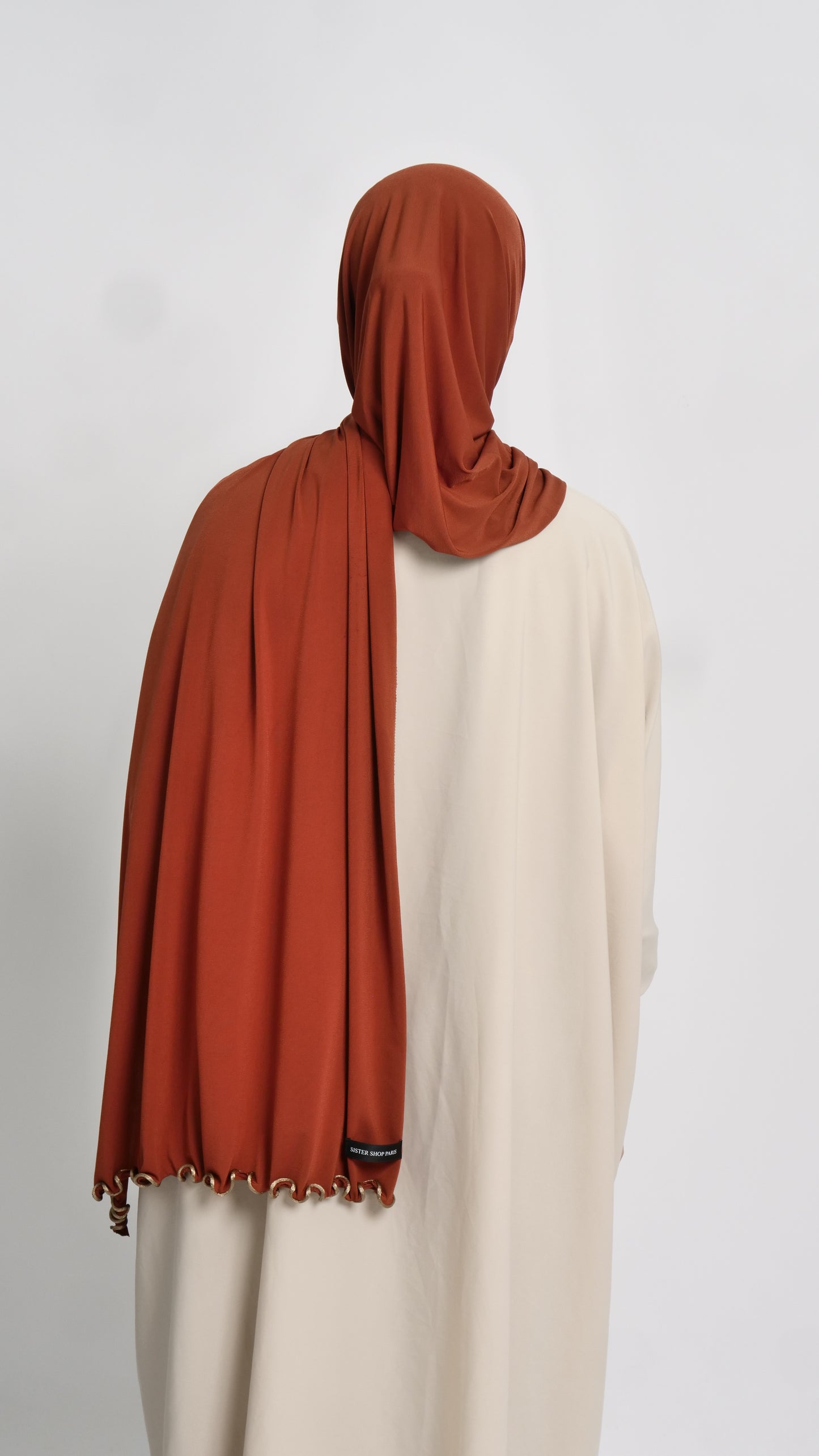 Hijab jersey rouille liséré