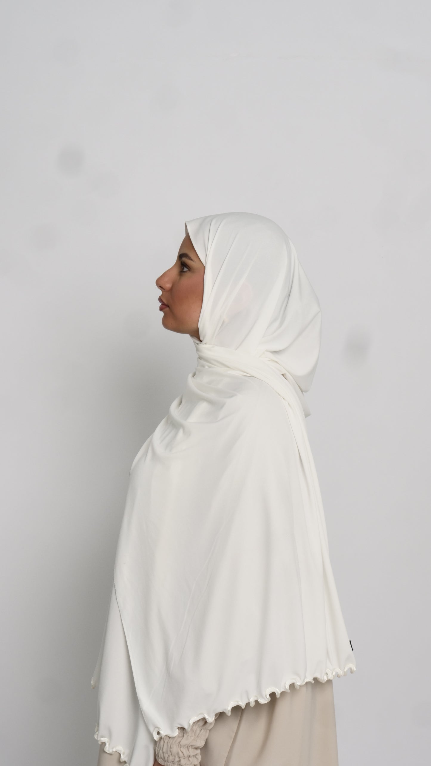 Hijab jersey blanc liséré