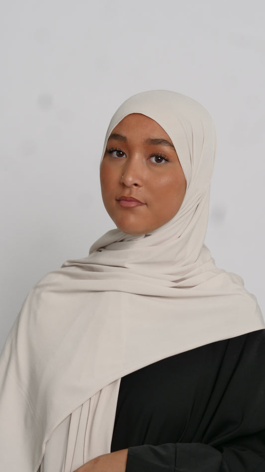 Hijab jersey crème liséré