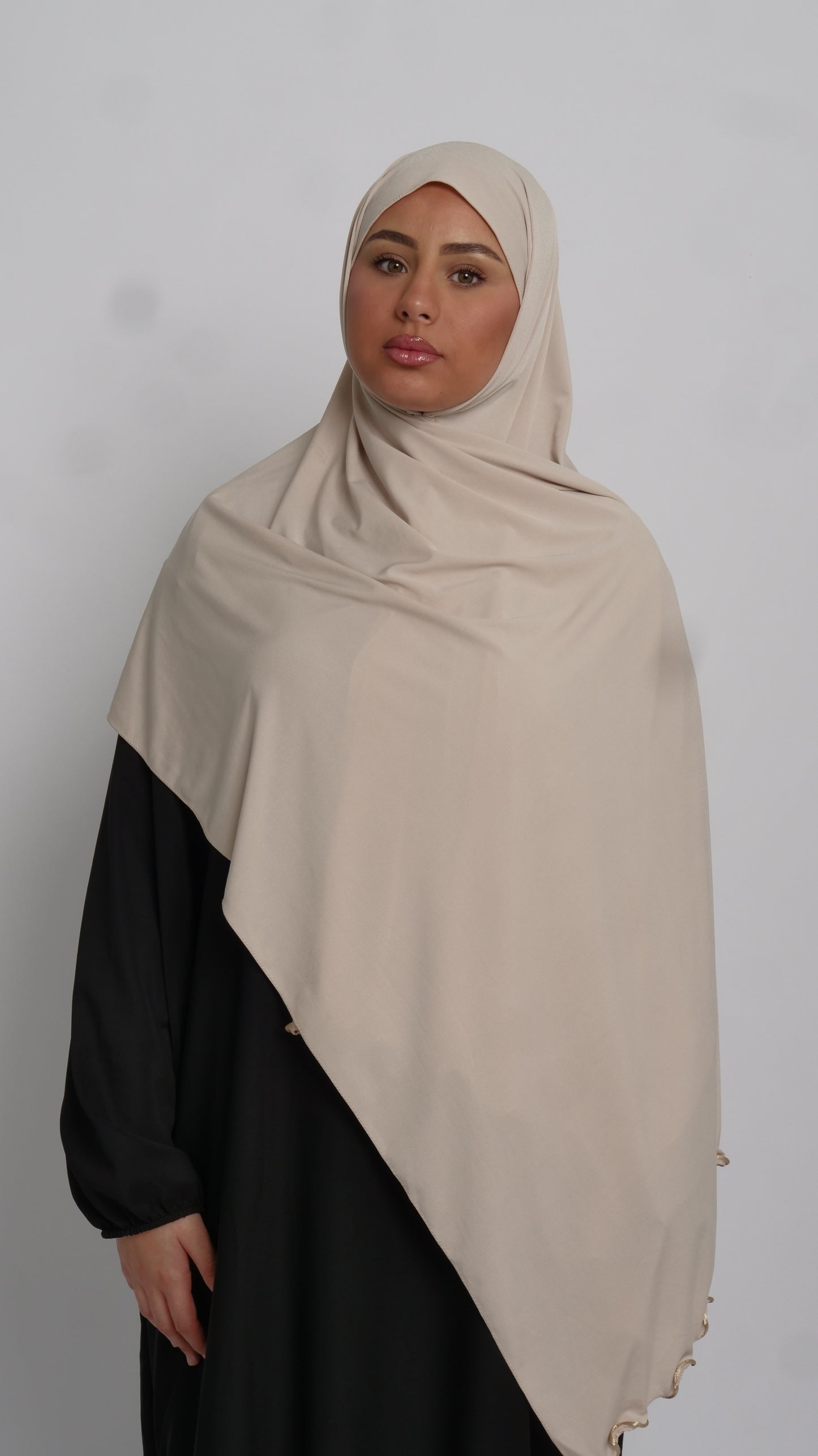 Hijab jersey beige liséré