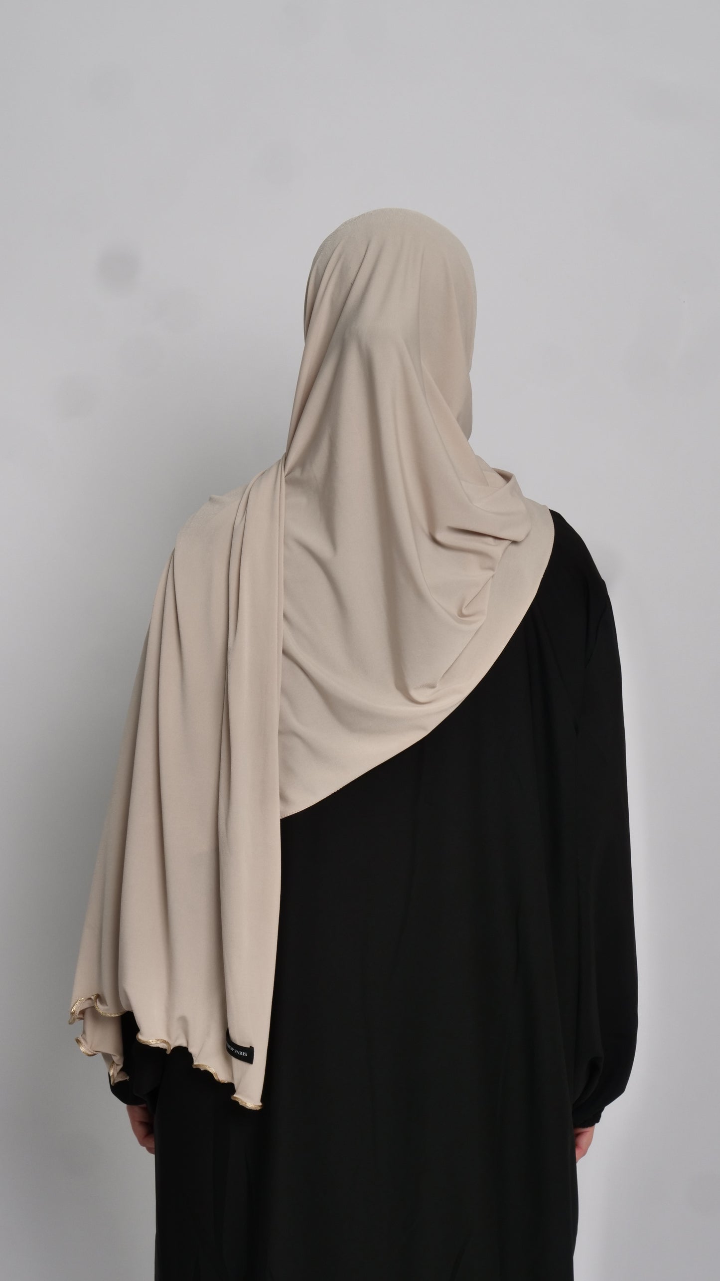 Hijab jersey beige liséré