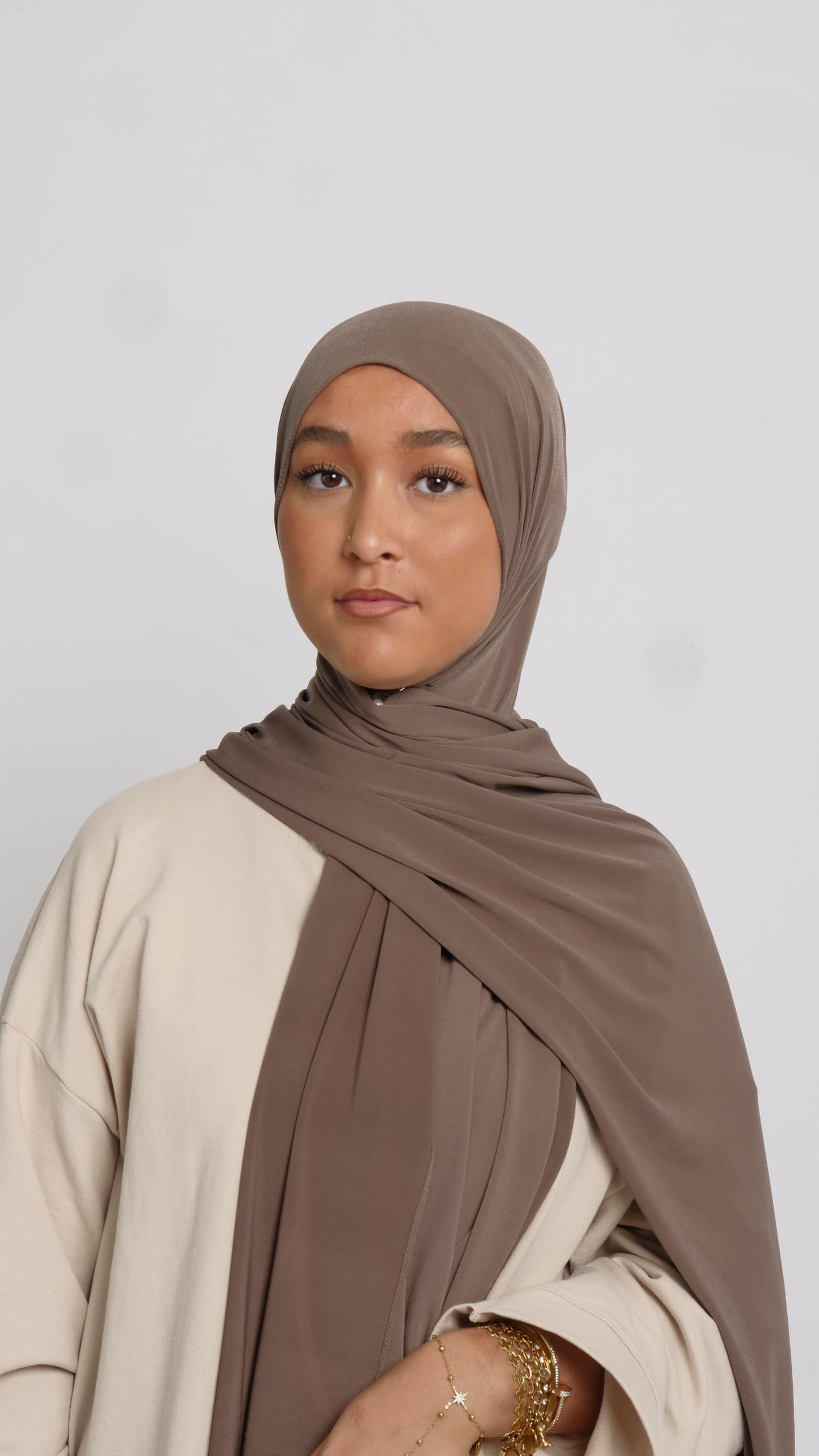 Hijab jersey luxe taupe foncé