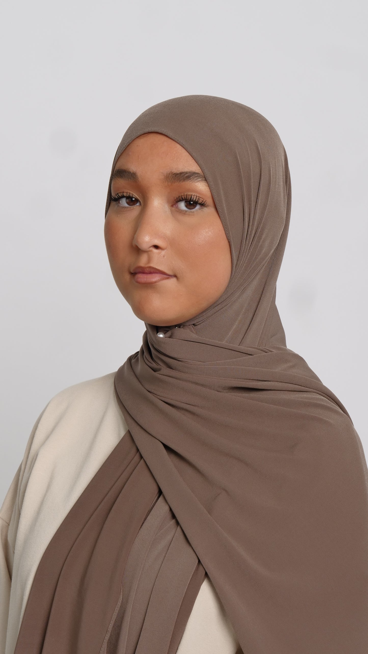 Hijab jersey luxe taupe foncé