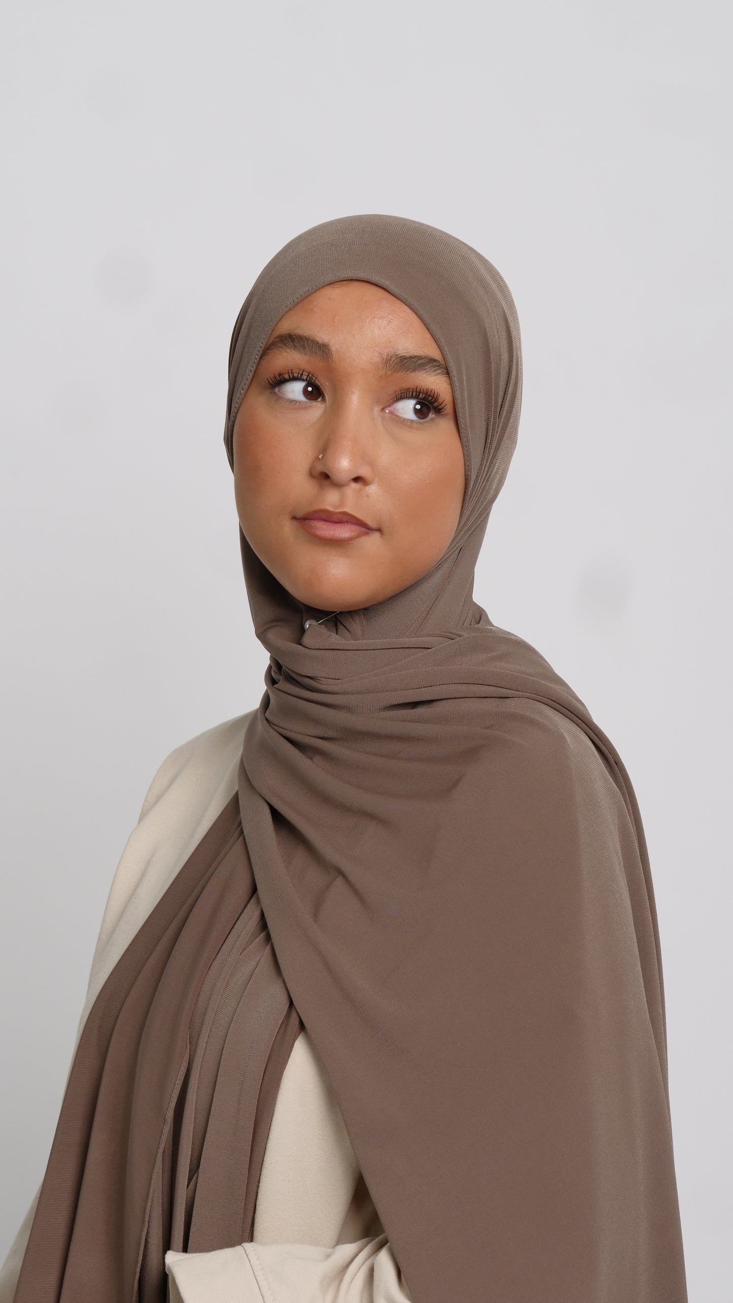 Hijab jersey luxe taupe foncé