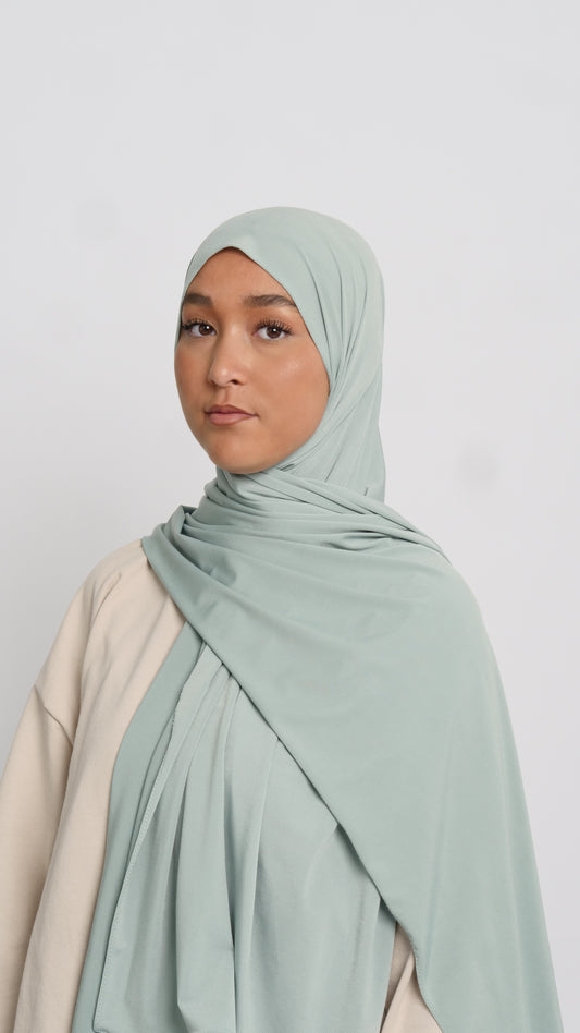 Hijab jersey luxe vert d'eau