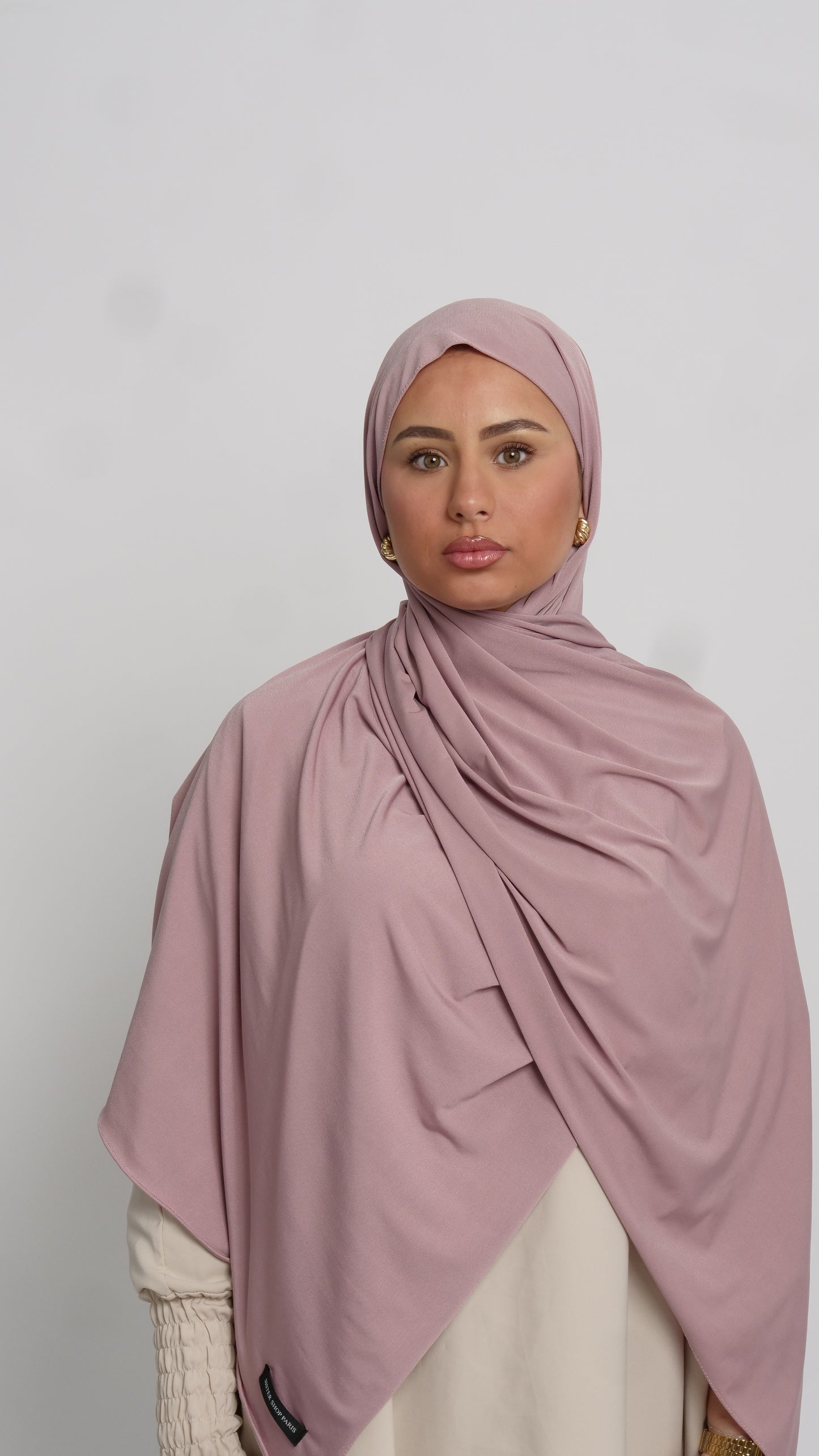 Hijab jersey luxe vieux rose