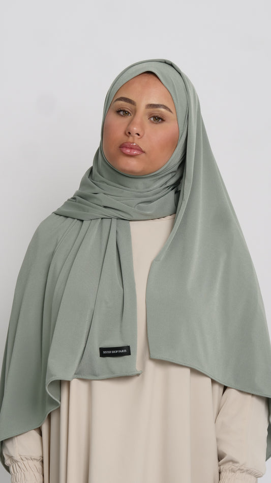 Hijab jersey luxe vert sauge