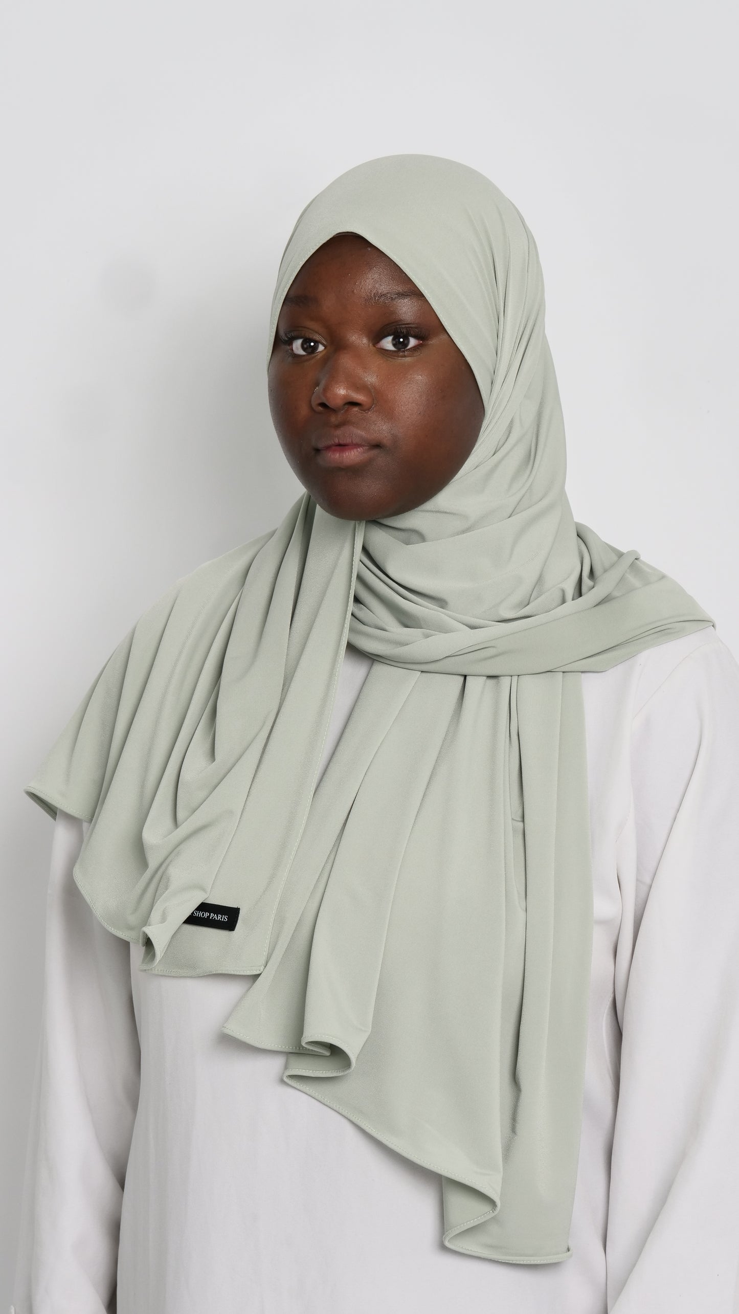 Hijab jersey luxe vert céladon